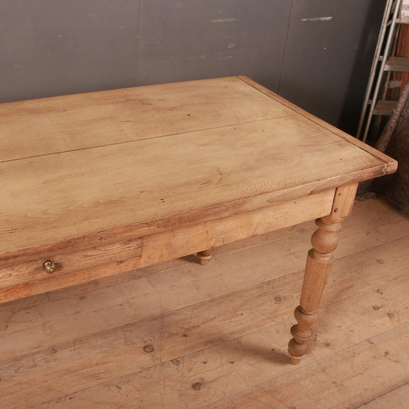 19th Century French Bleached Oak Farm Table or Desk In Good Condition In Leamington Spa, Warwickshire