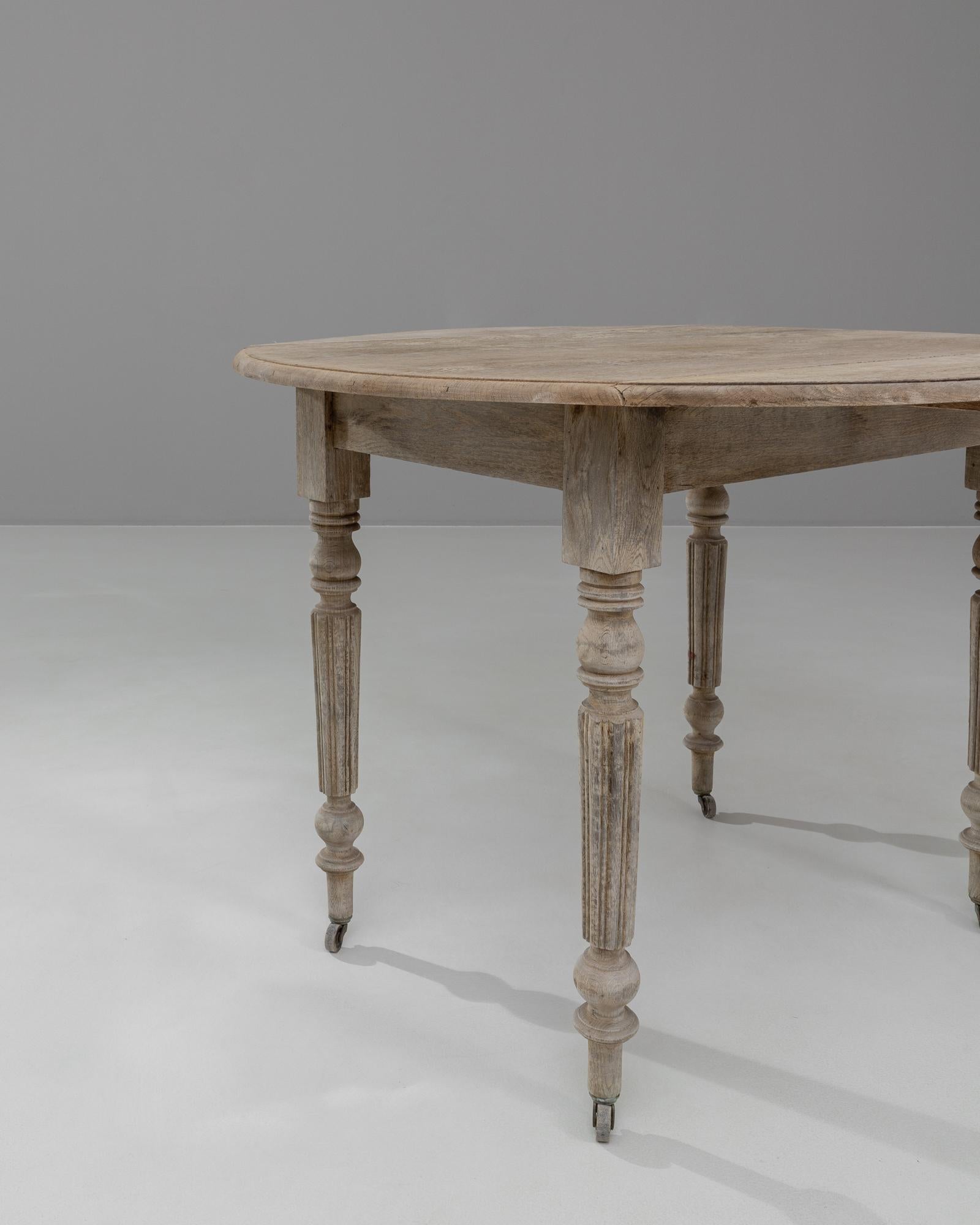 19th Century French Bleached Oak Folding Table On Wheels For Sale 9
