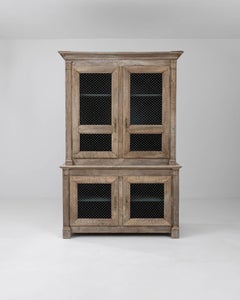 19th Century French Bleached Oak Linen Cabinet