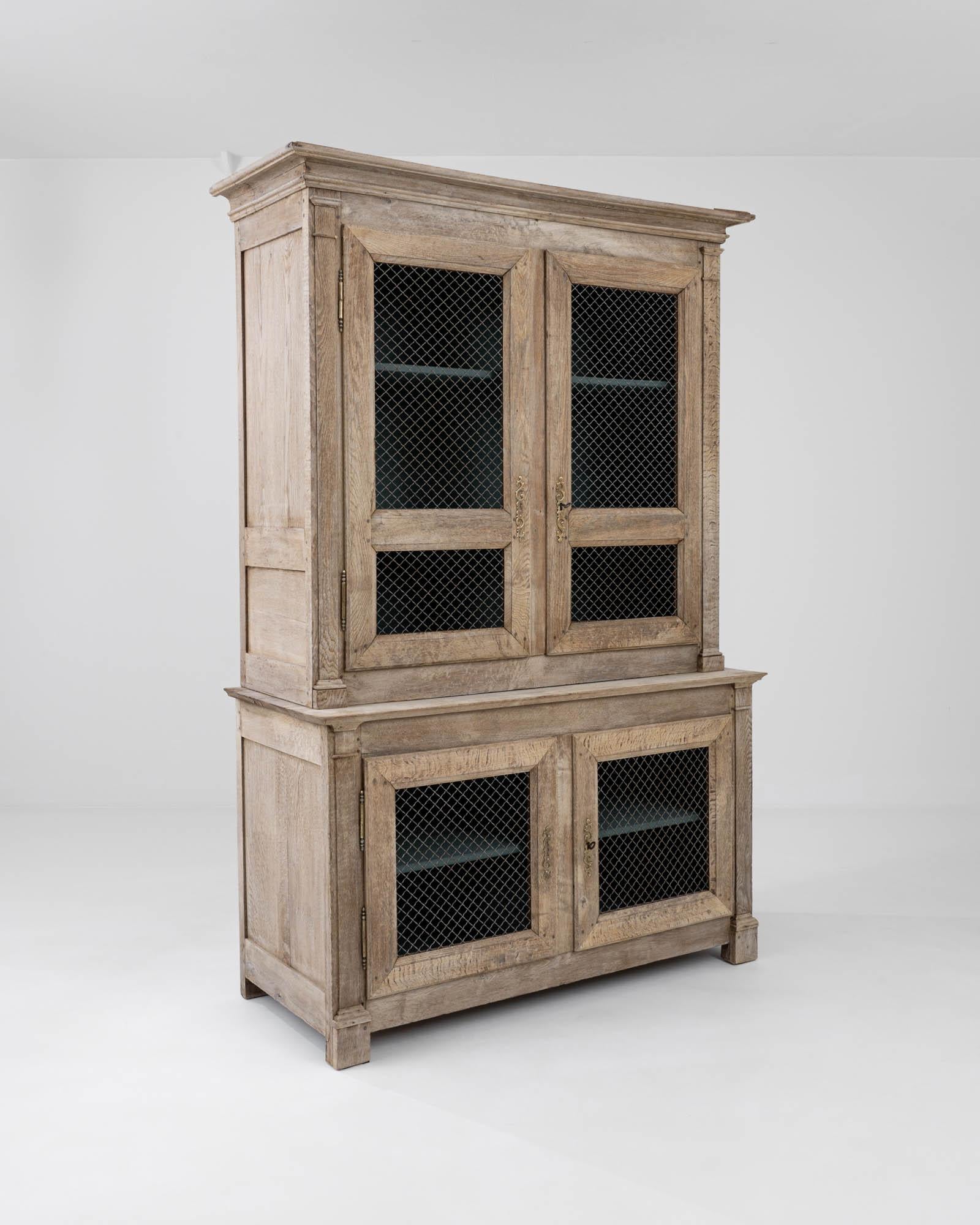 French Provincial 19th Century French Bleached Oak Linen Cabinet
