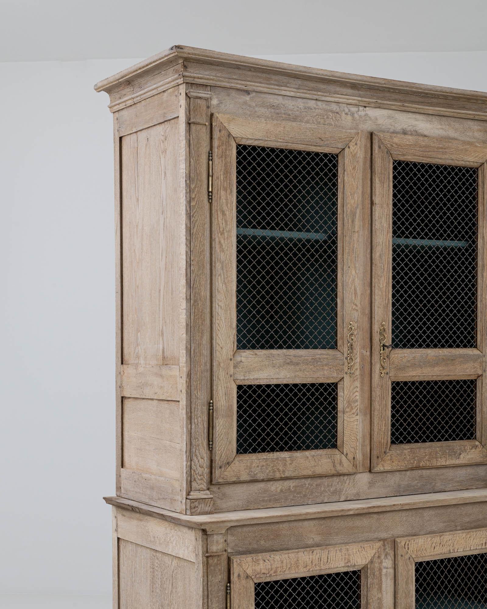 19th Century French Bleached Oak Linen Cabinet 1