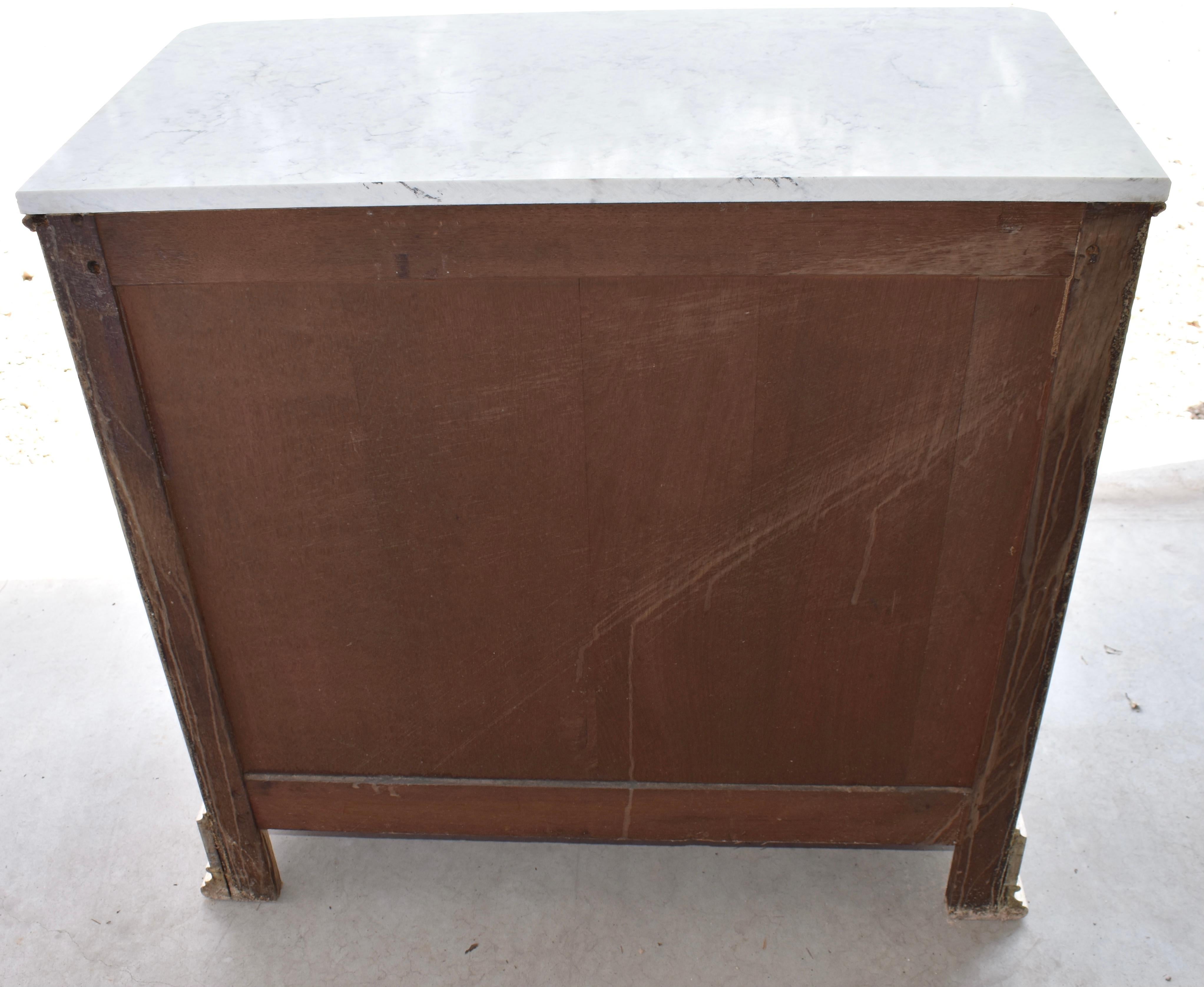 19th Century French Bleached Oak Louis Philippe Chest with White Marble 9