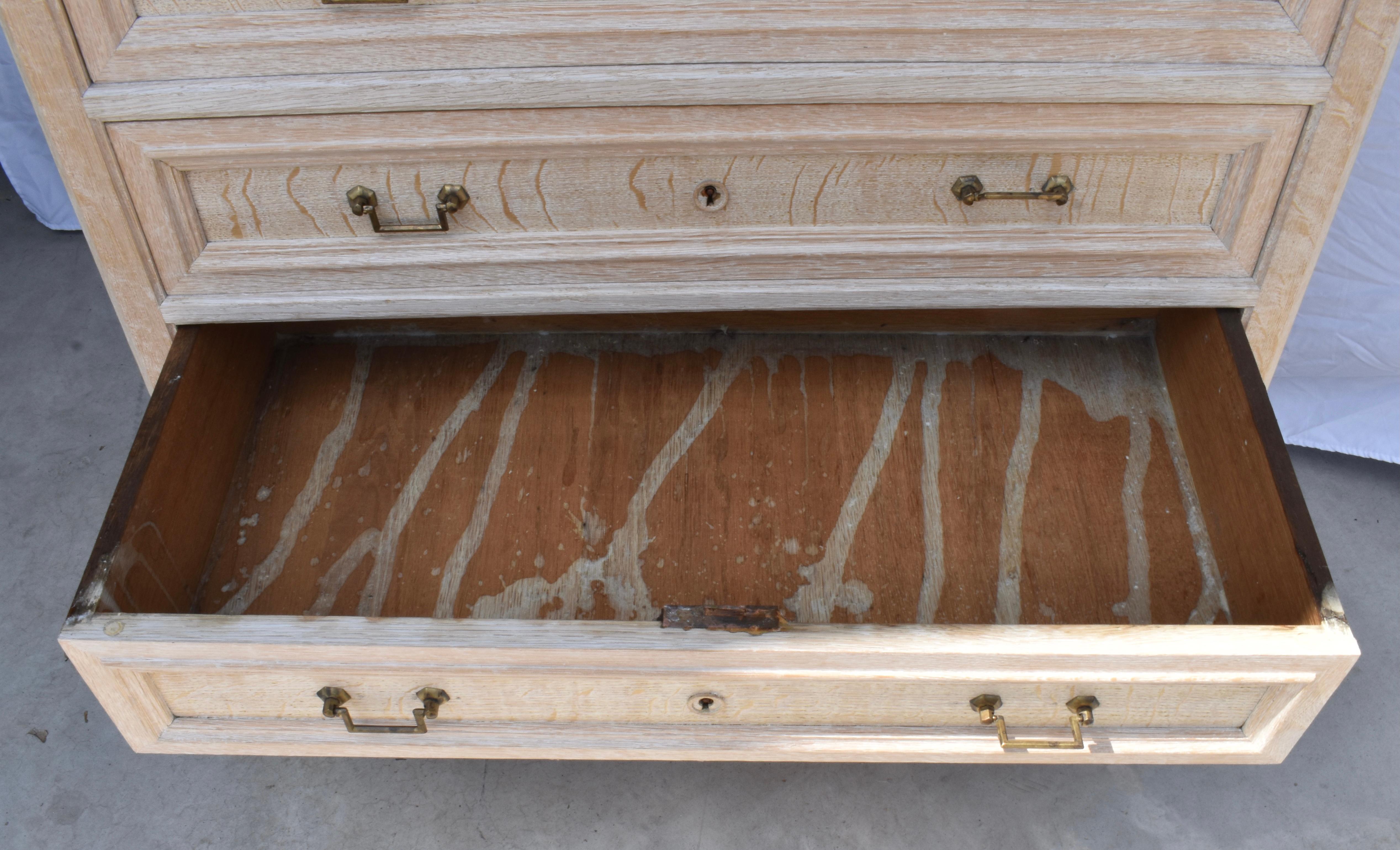 19th Century French Bleached Oak Louis Philippe Chest with White Marble 4