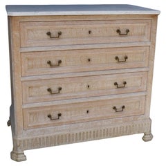 19th Century French Bleached Oak Louis Philippe Chest with White Marble