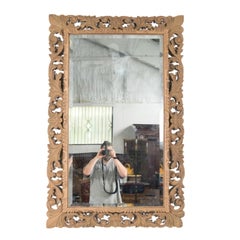 19th Century French Bleached Oak Louis XIV Style Cushion Mirror