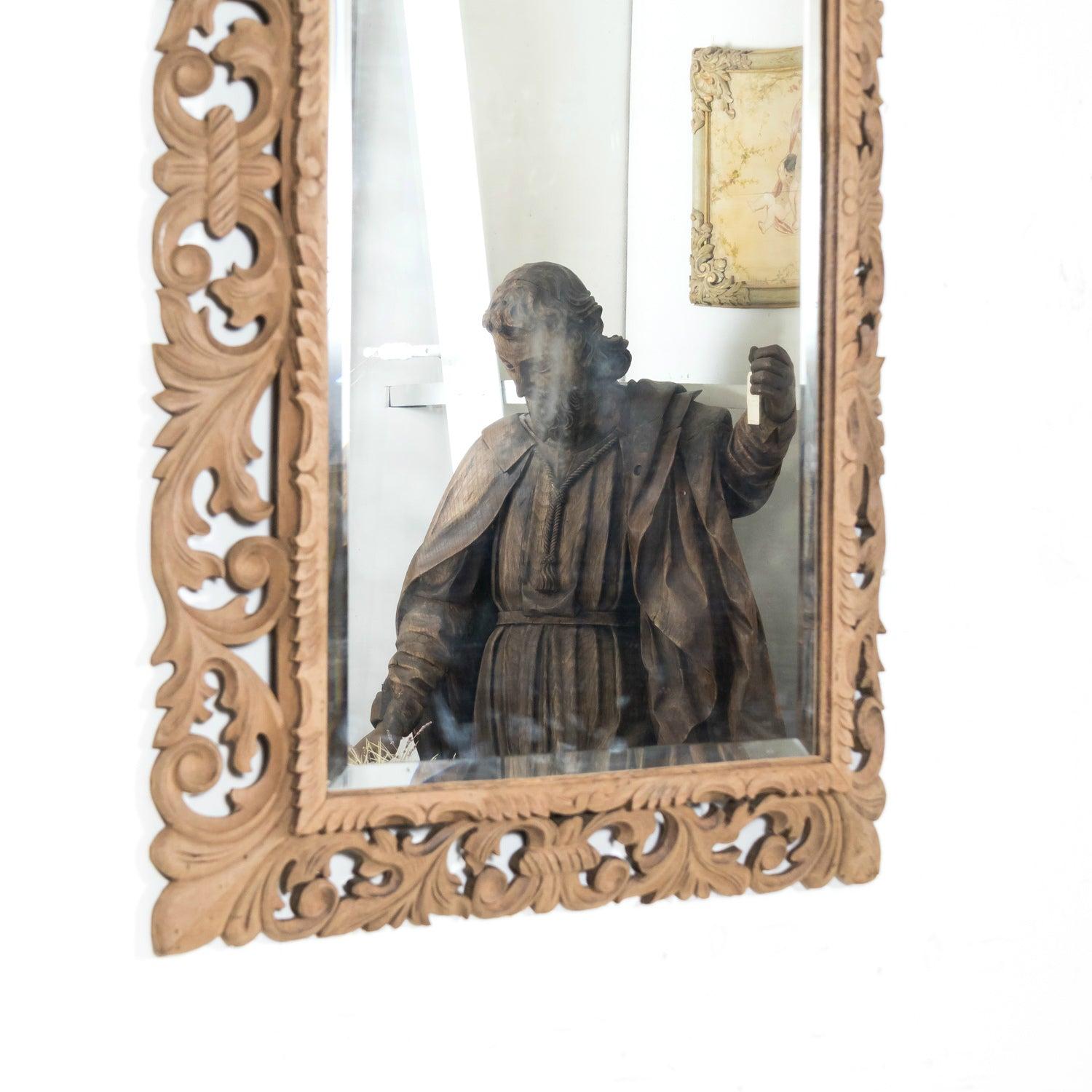 Specchio a cuscino in stile Luigi XIV in Oak sbiancato francese del XIX secolo in vendita 3