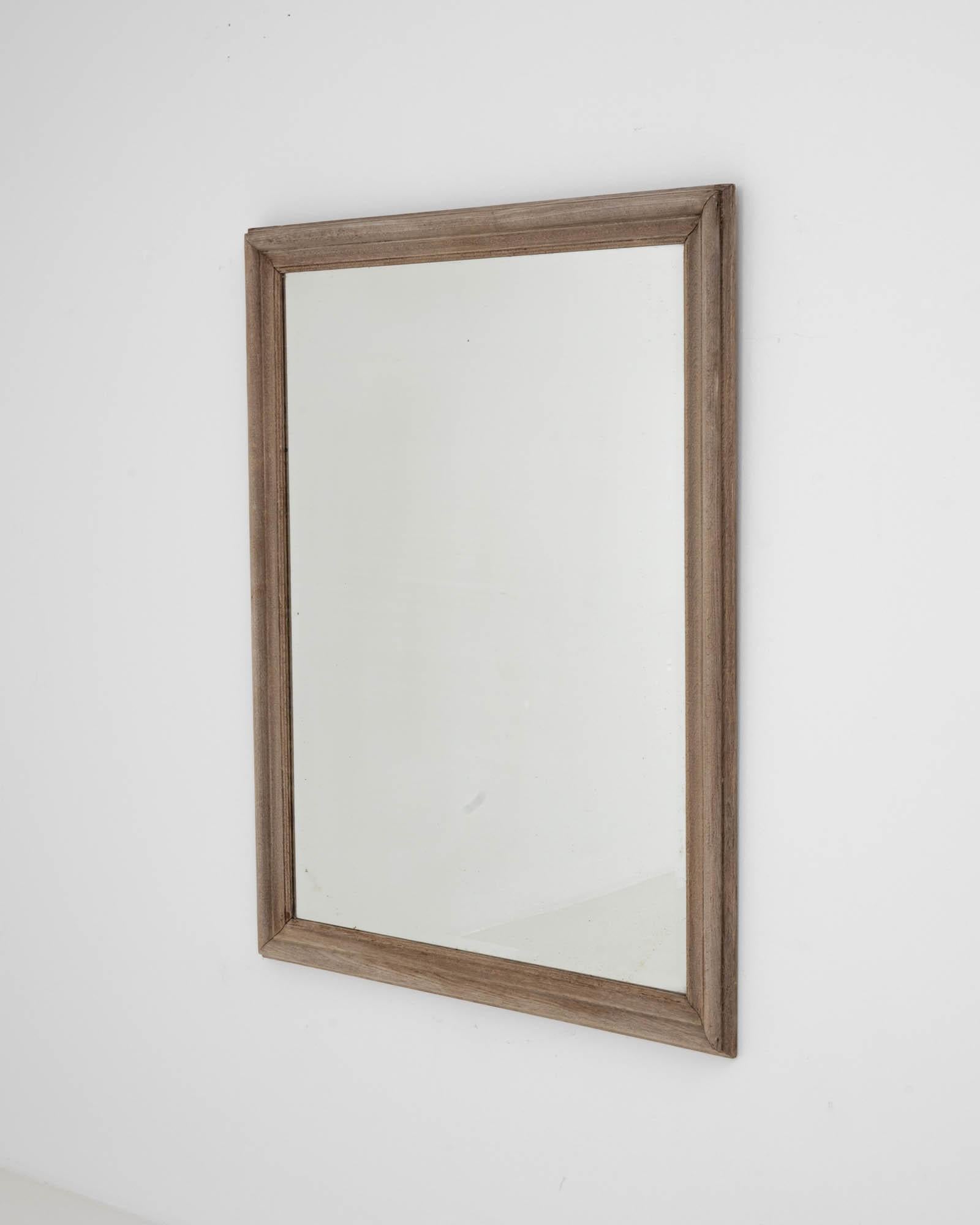 19th Century French Bleached Oak Mirror In Good Condition In High Point, NC