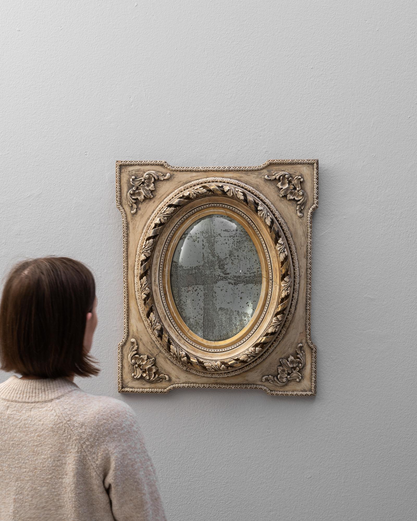 19th Century French Bleached Oak Mirror In Good Condition For Sale In High Point, NC