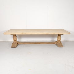 19th Century French Bleached Oak Monastery Trestle Table