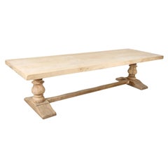 19th Century French Bleached Oak Monastery Trestle Table