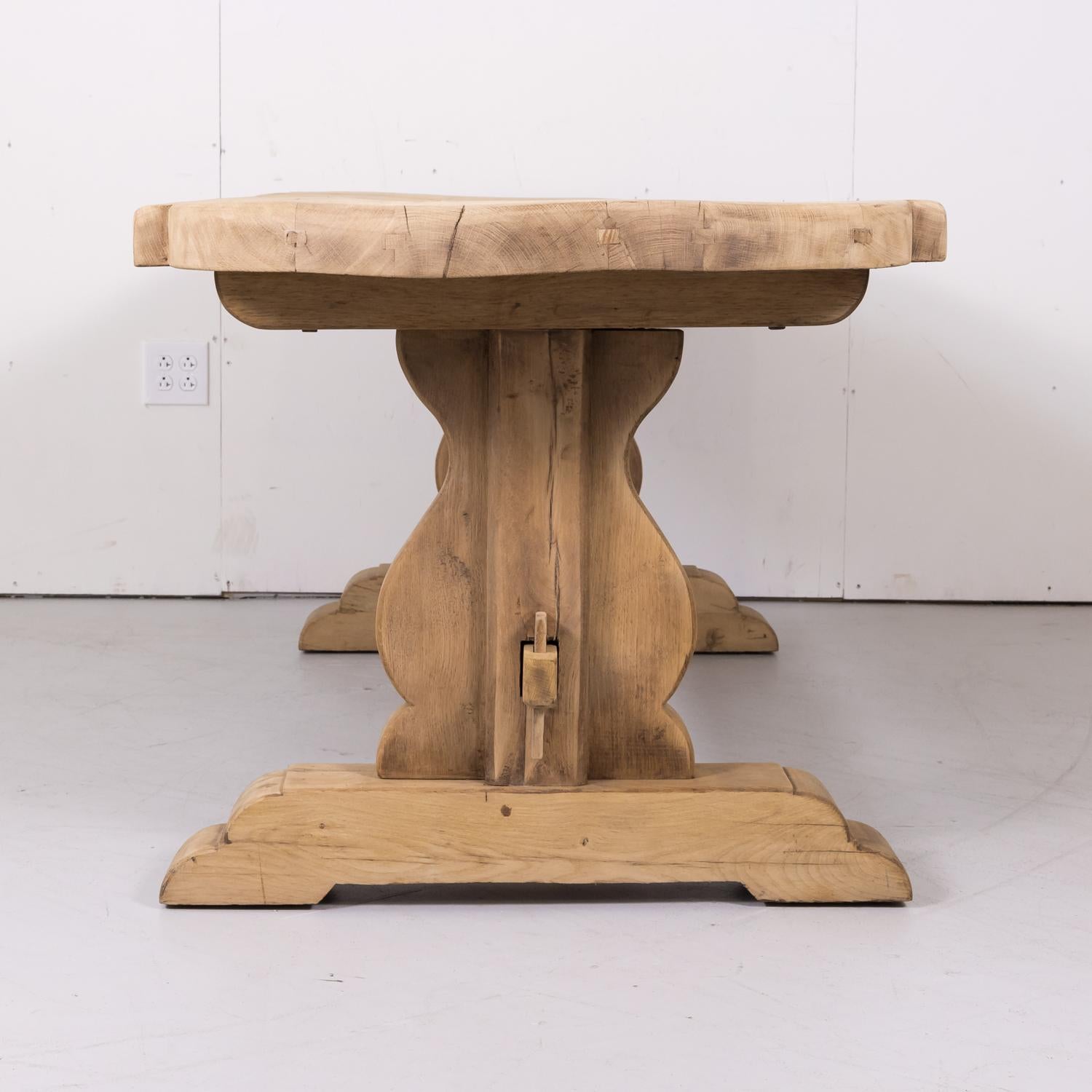19th Century French Bleached Oak Normandy Monastery Trestle Table 6