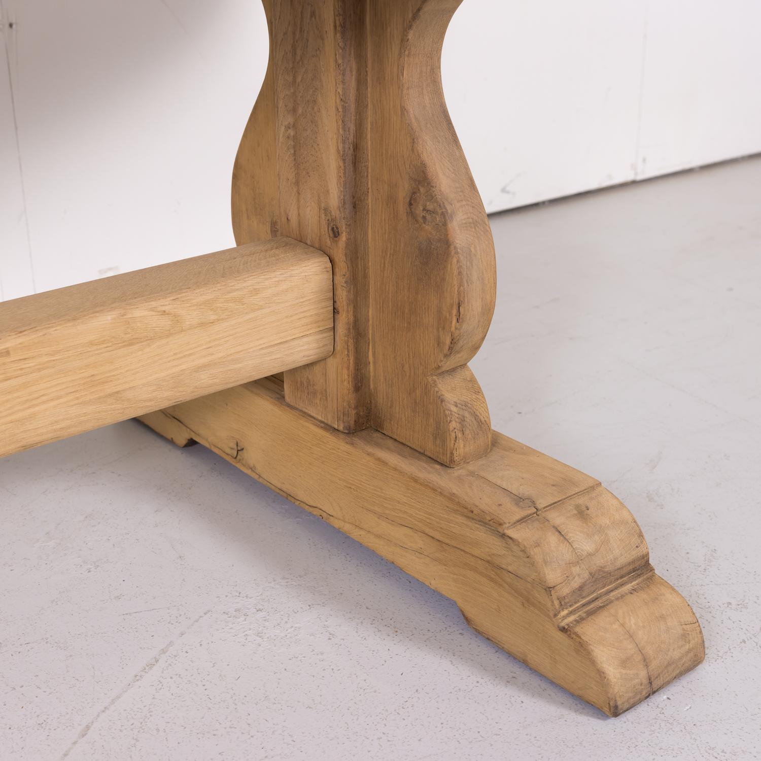19th Century French Bleached Oak Normandy Monastery Trestle Table 8