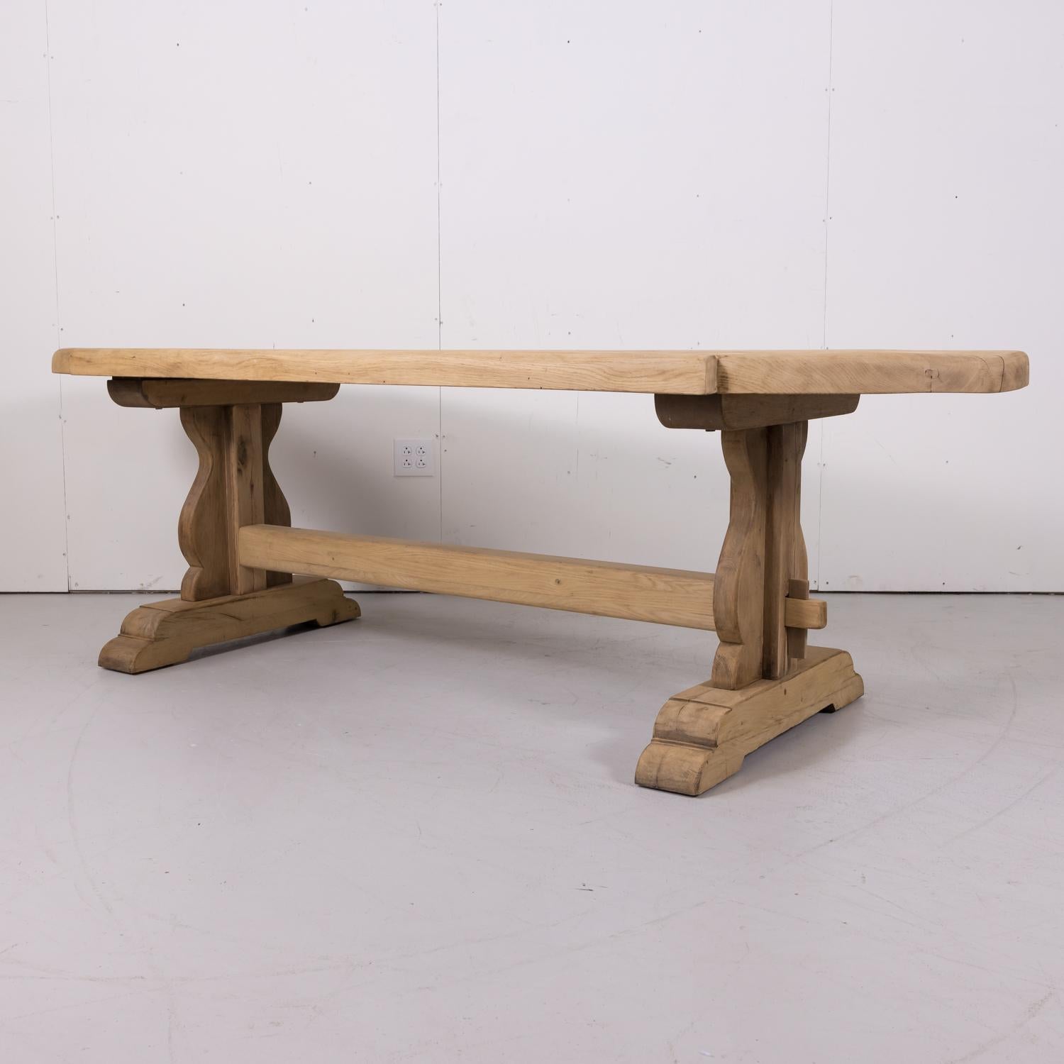 19th Century French Bleached Oak Normandy Monastery Trestle Table 2
