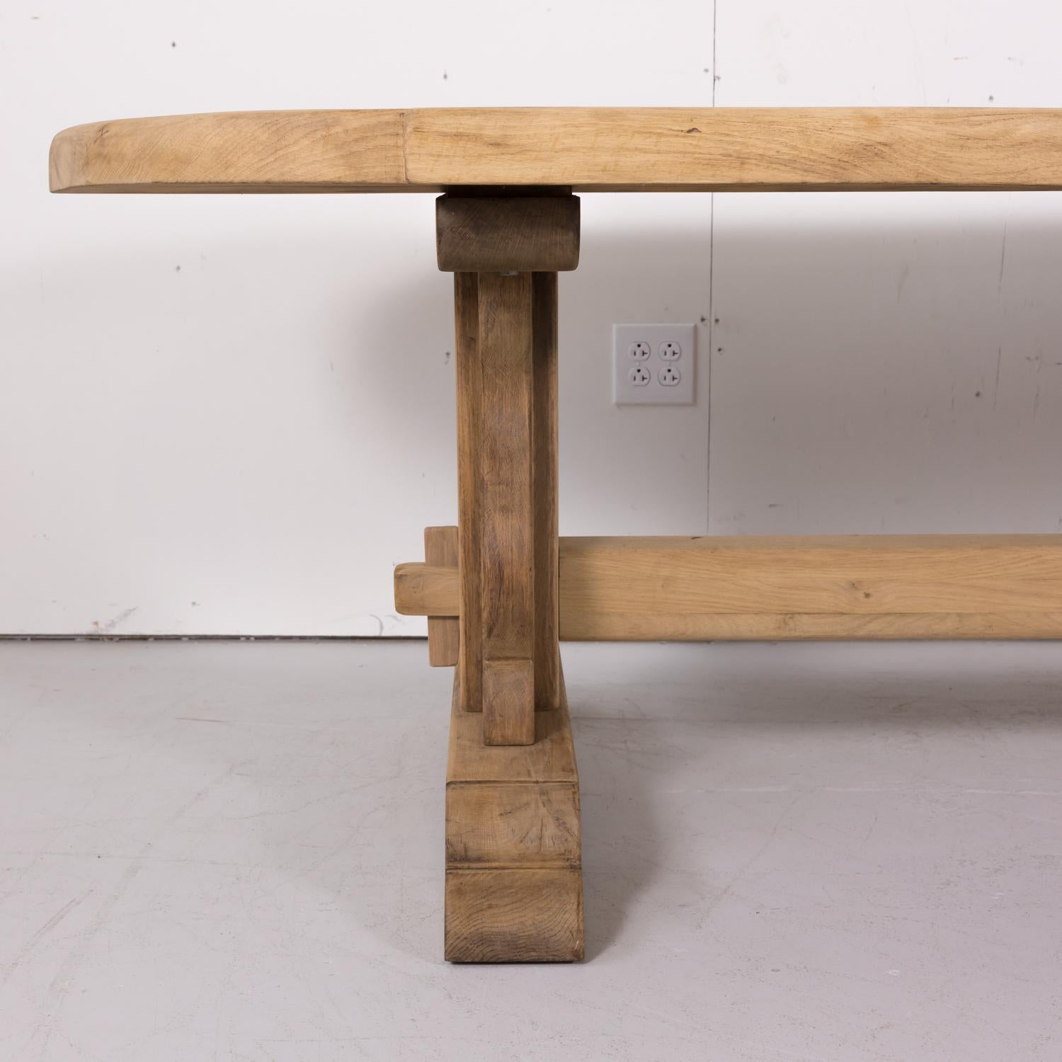 19th Century French Bleached Oak Normandy Monastery Trestle Table 4