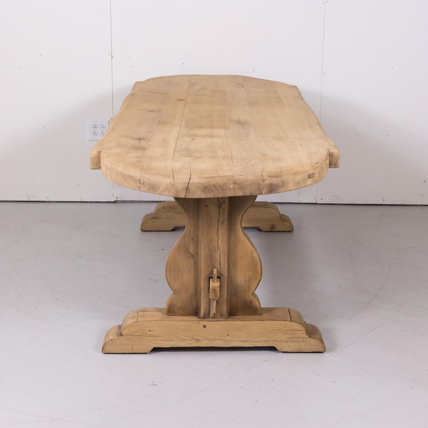 19th Century French Bleached Oak Normandy Monastery Trestle Table 5
