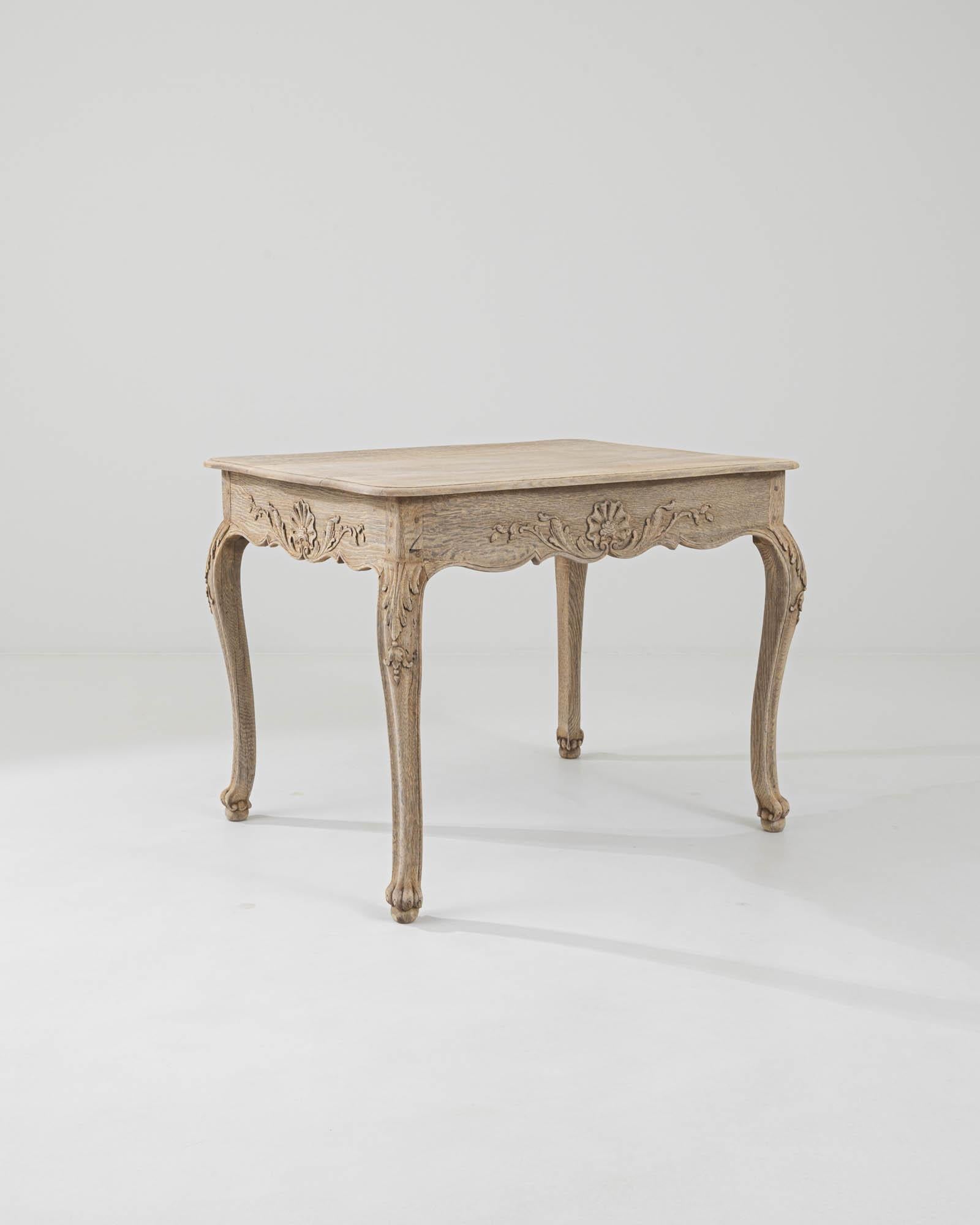 19th Century French Bleached Oak Side Table 1