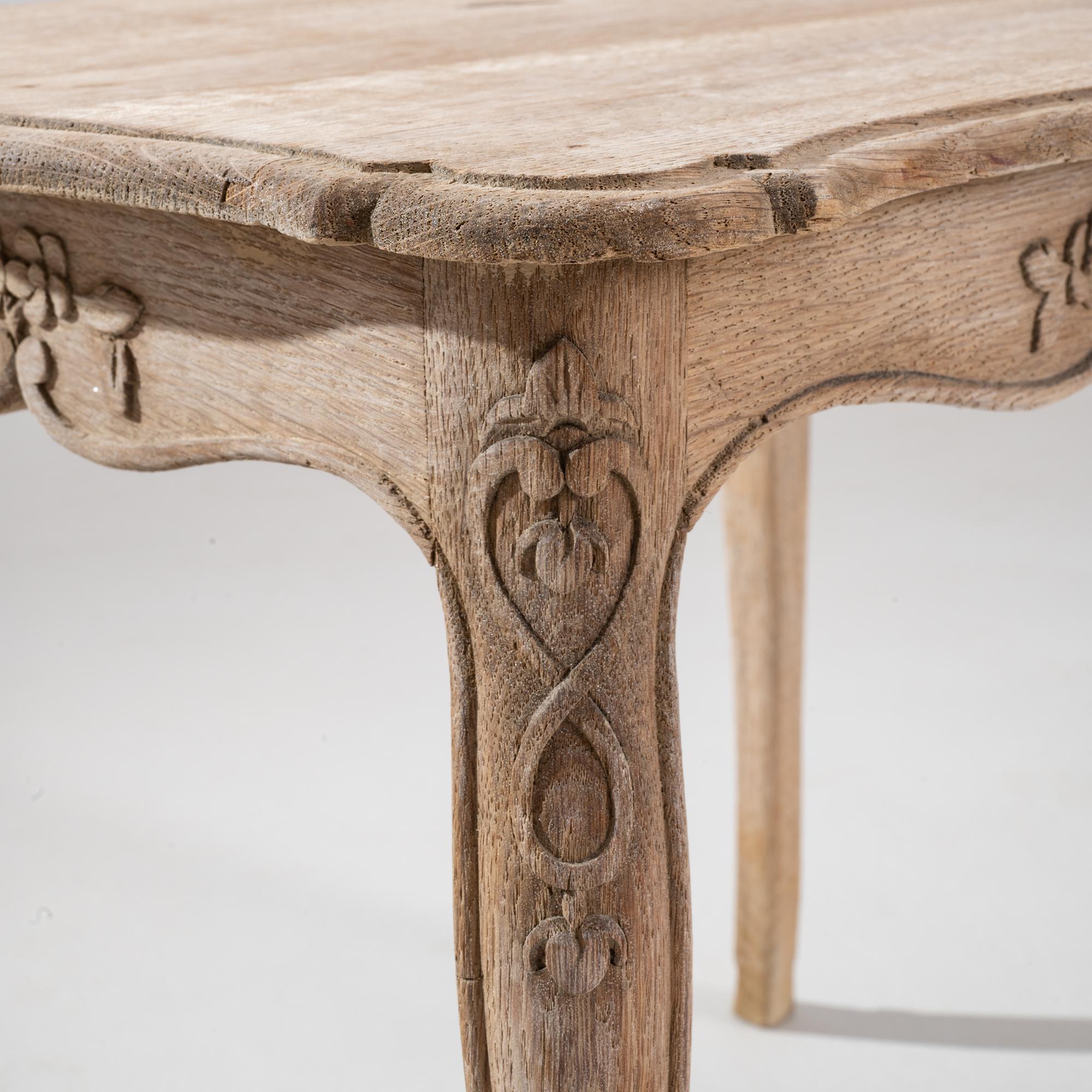 19th Century French Bleached Oak Side Table For Sale 5
