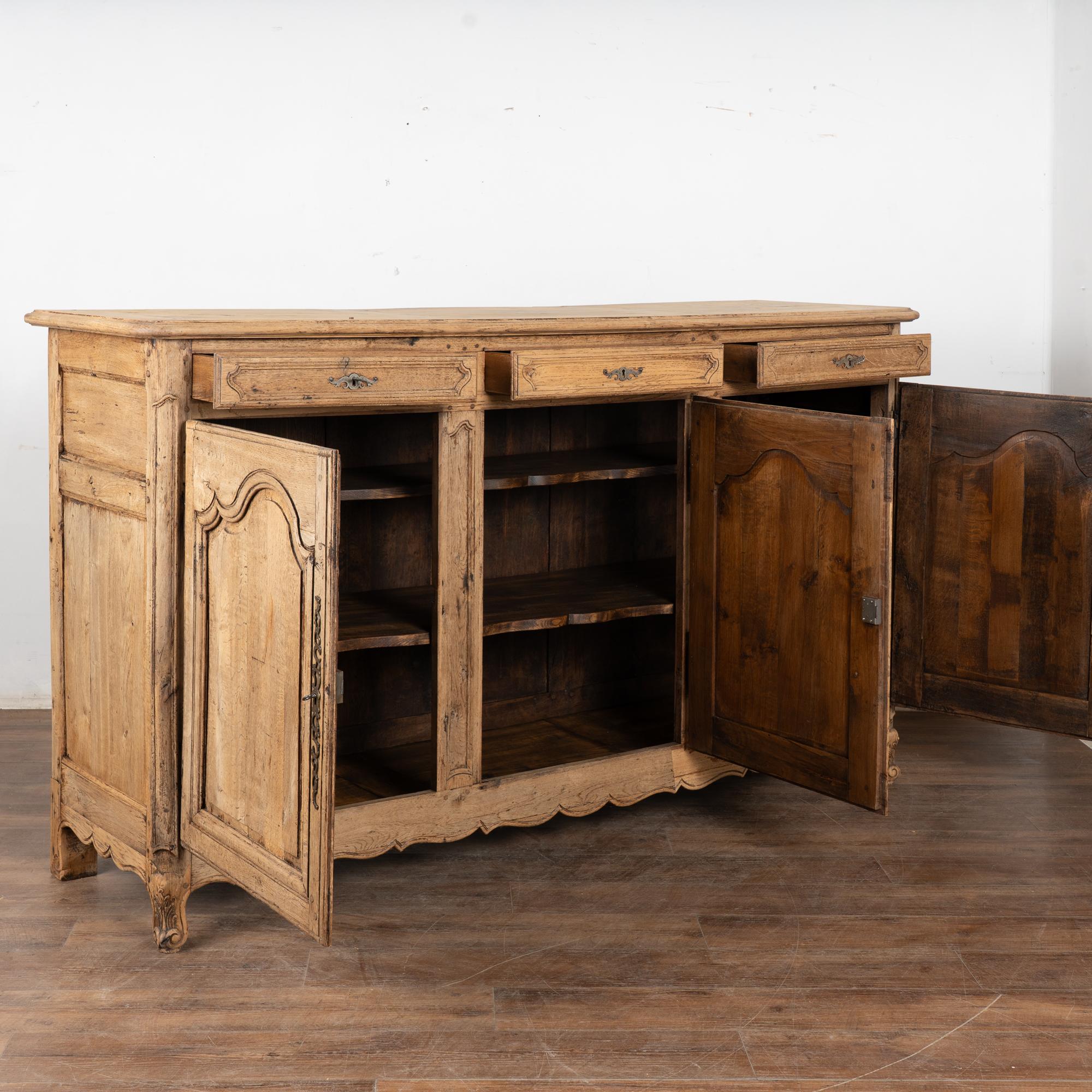 French Provincial 19th Century French Bleached Oak Sideboard Buffet For Sale