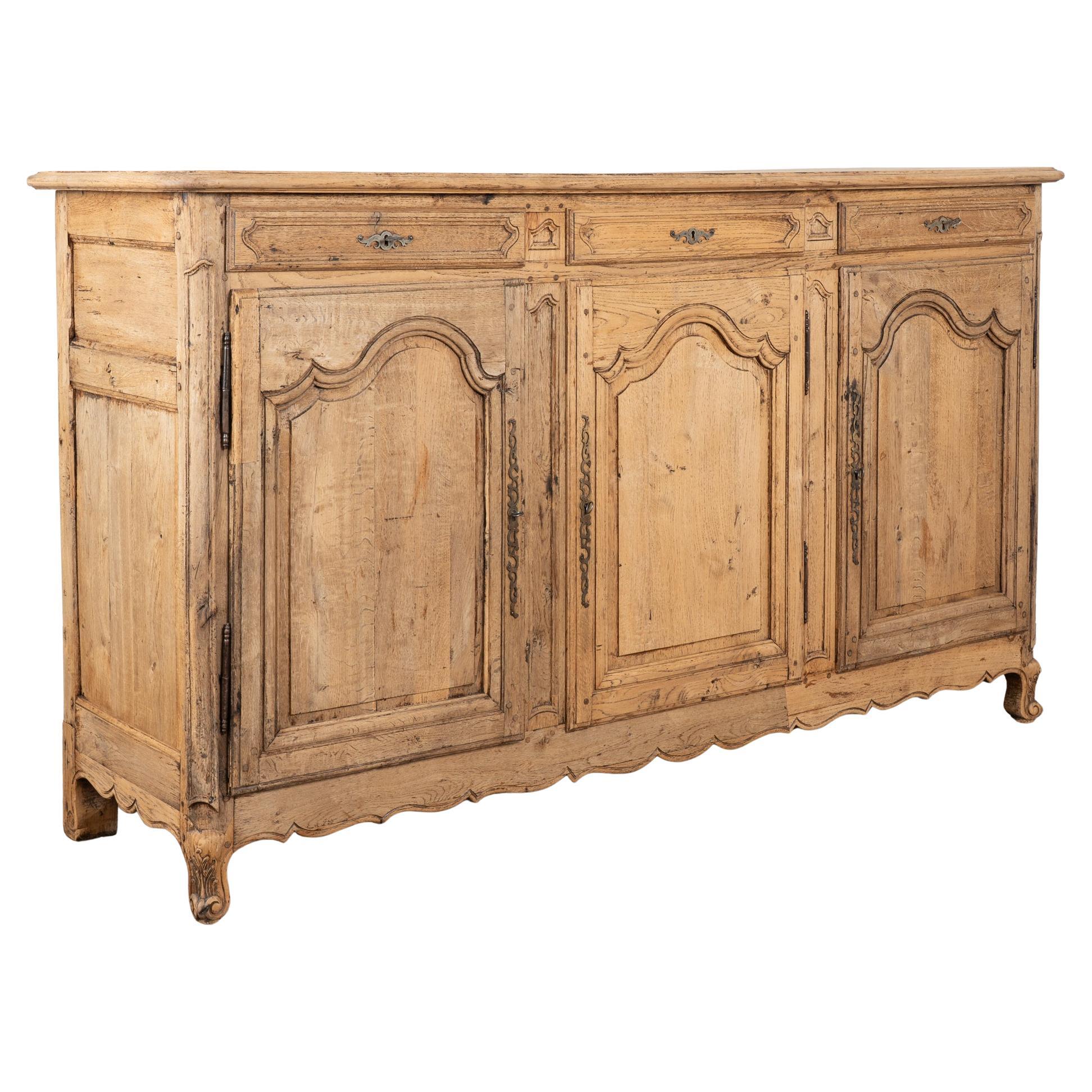 19th Century French Bleached Oak Sideboard Buffet For Sale