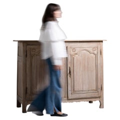 19th Century French Bleached Oak Sideboard with Carved Panel Doors