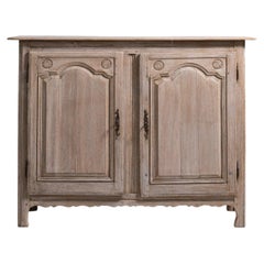 19th Century French Bleached Oak Sideboard with Carved Panel Doors