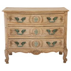19th Century French Bleached-Oak Three-Drawer Commode in Louis XV Style