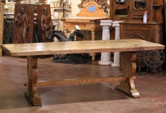 19th Century French Bleached Oak Trestle Refectory Monastery Dining Table