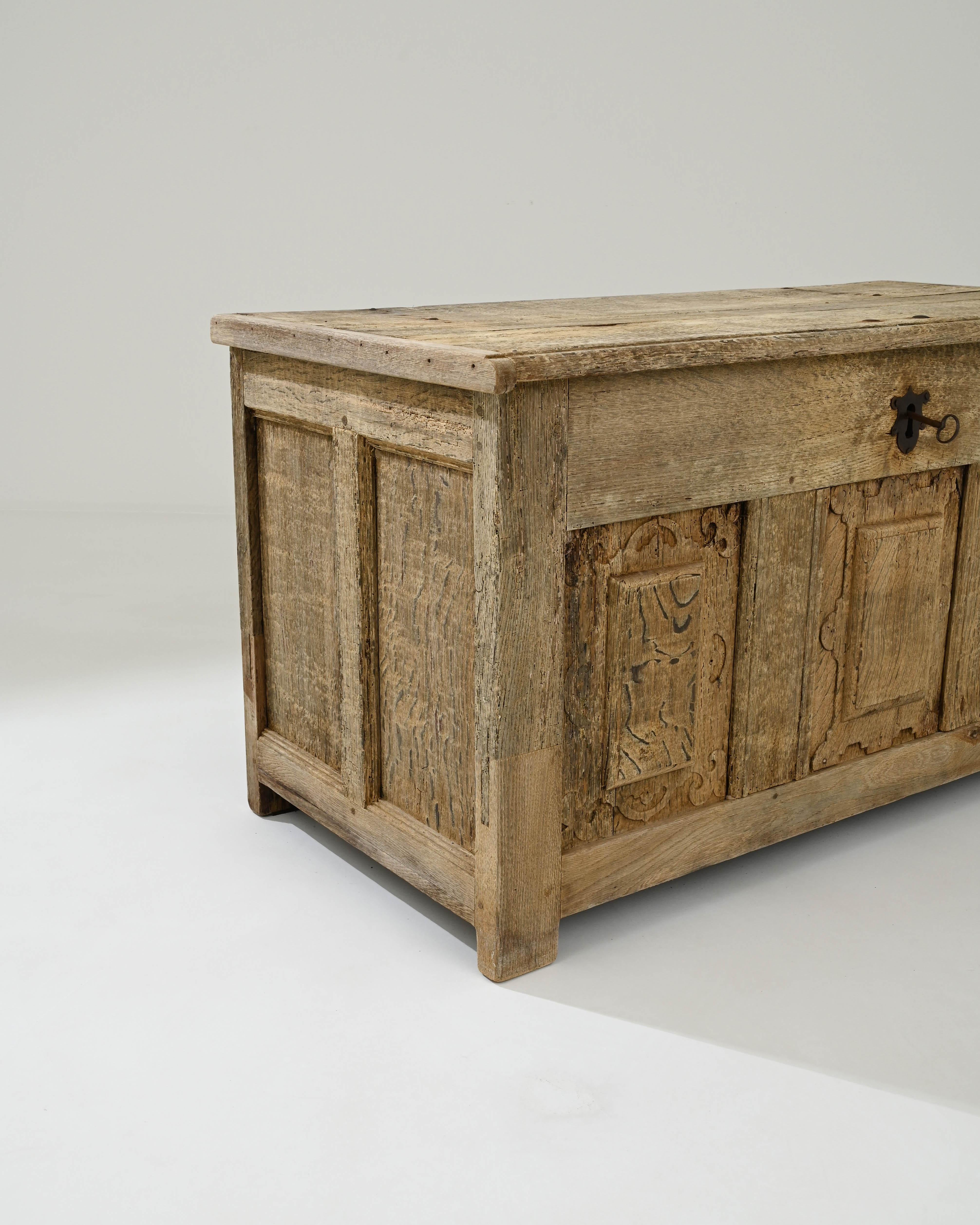 19th Century French Bleached Oak Trunk For Sale 8