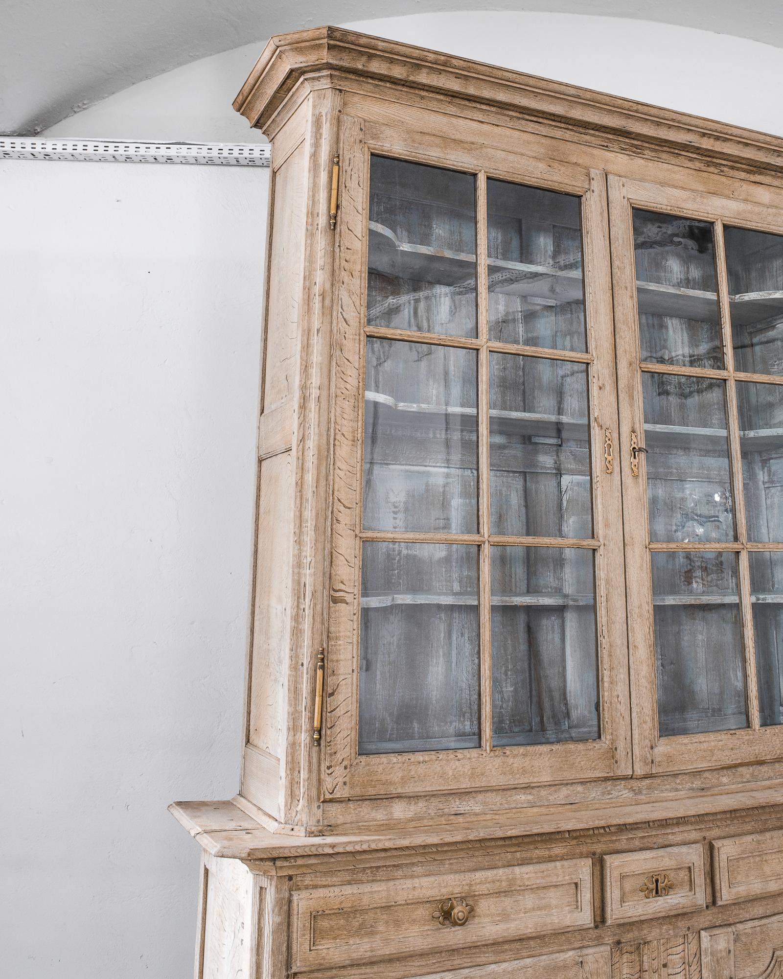 French Provincial 19th Century French Bleached Oak Vitrine