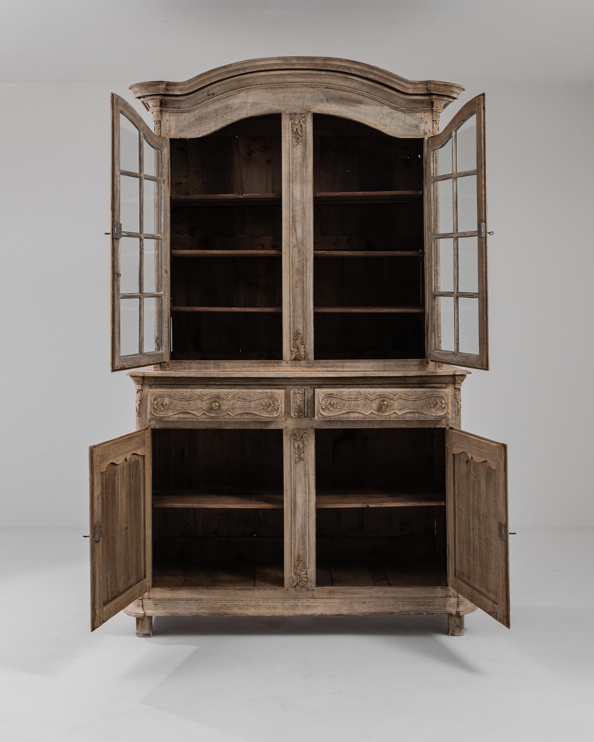 French Provincial 19th Century French Bleached Oak Vitrine For Sale