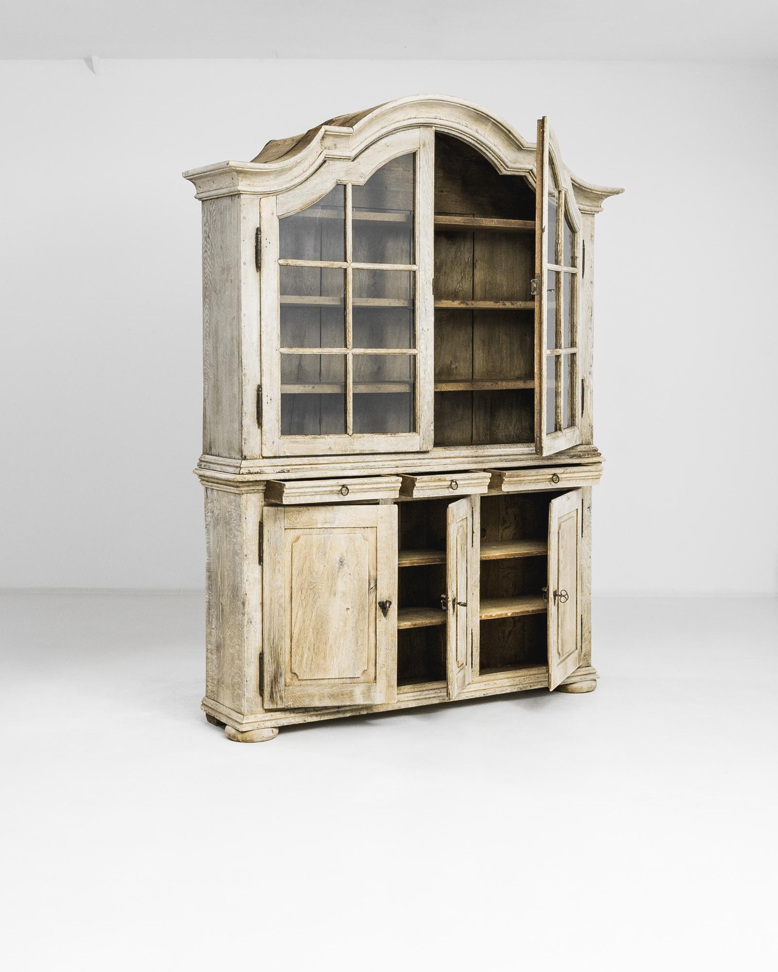 French Provincial 19th Century French Bleached Oak Vitrine