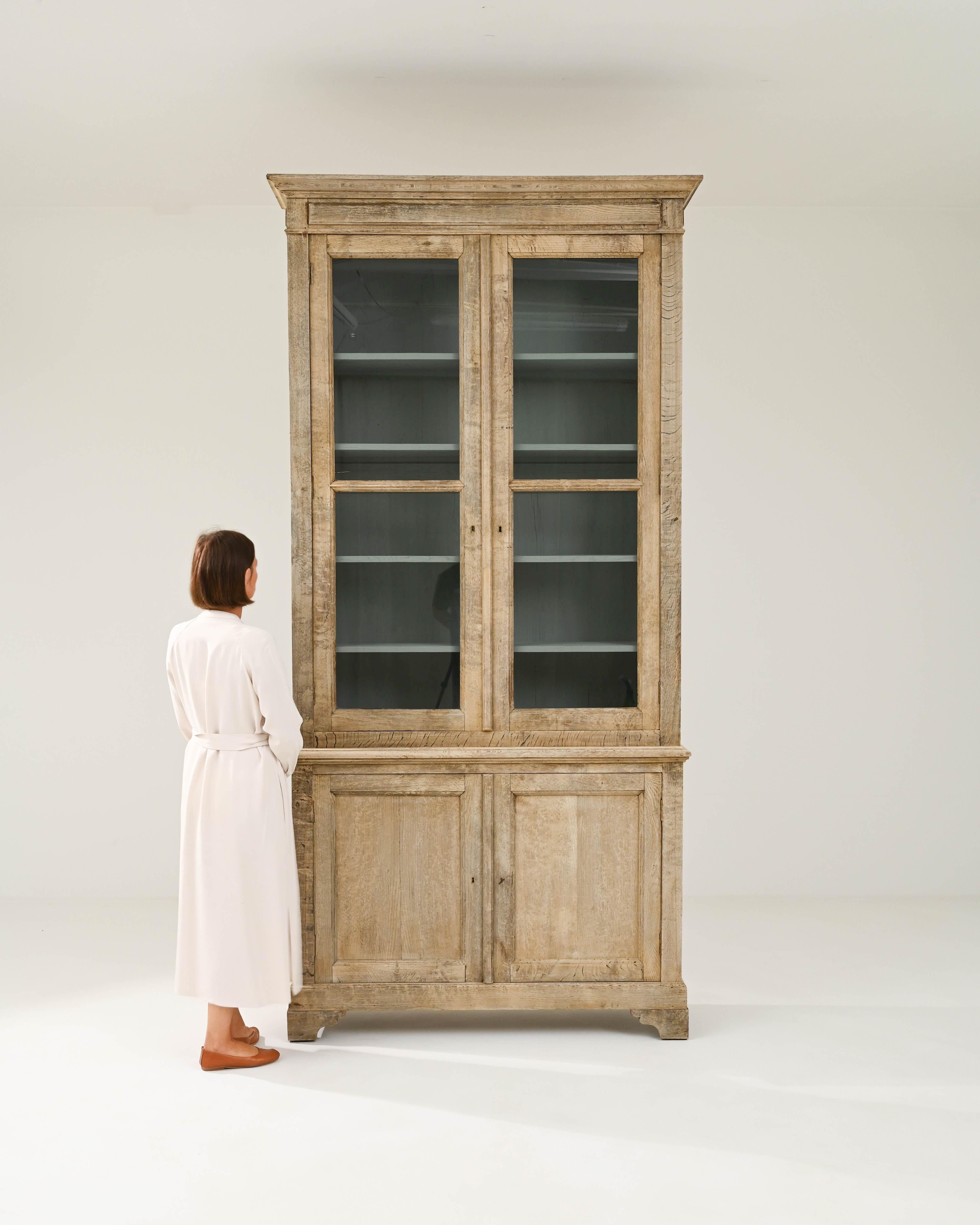 19th Century French Bleached Oak Vitrine  In Good Condition In High Point, NC