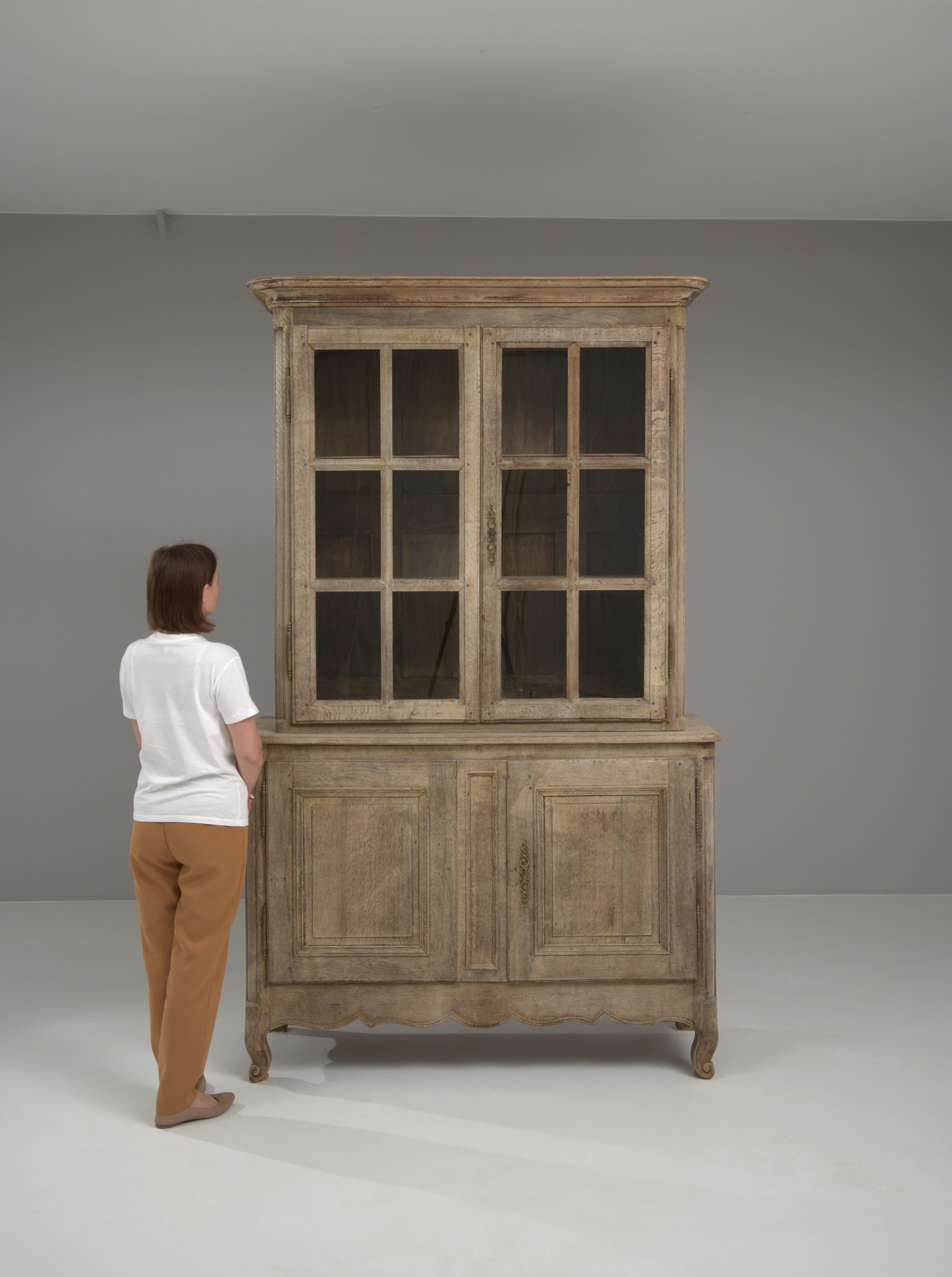 19th Century French Bleached Oak Vitrine 1