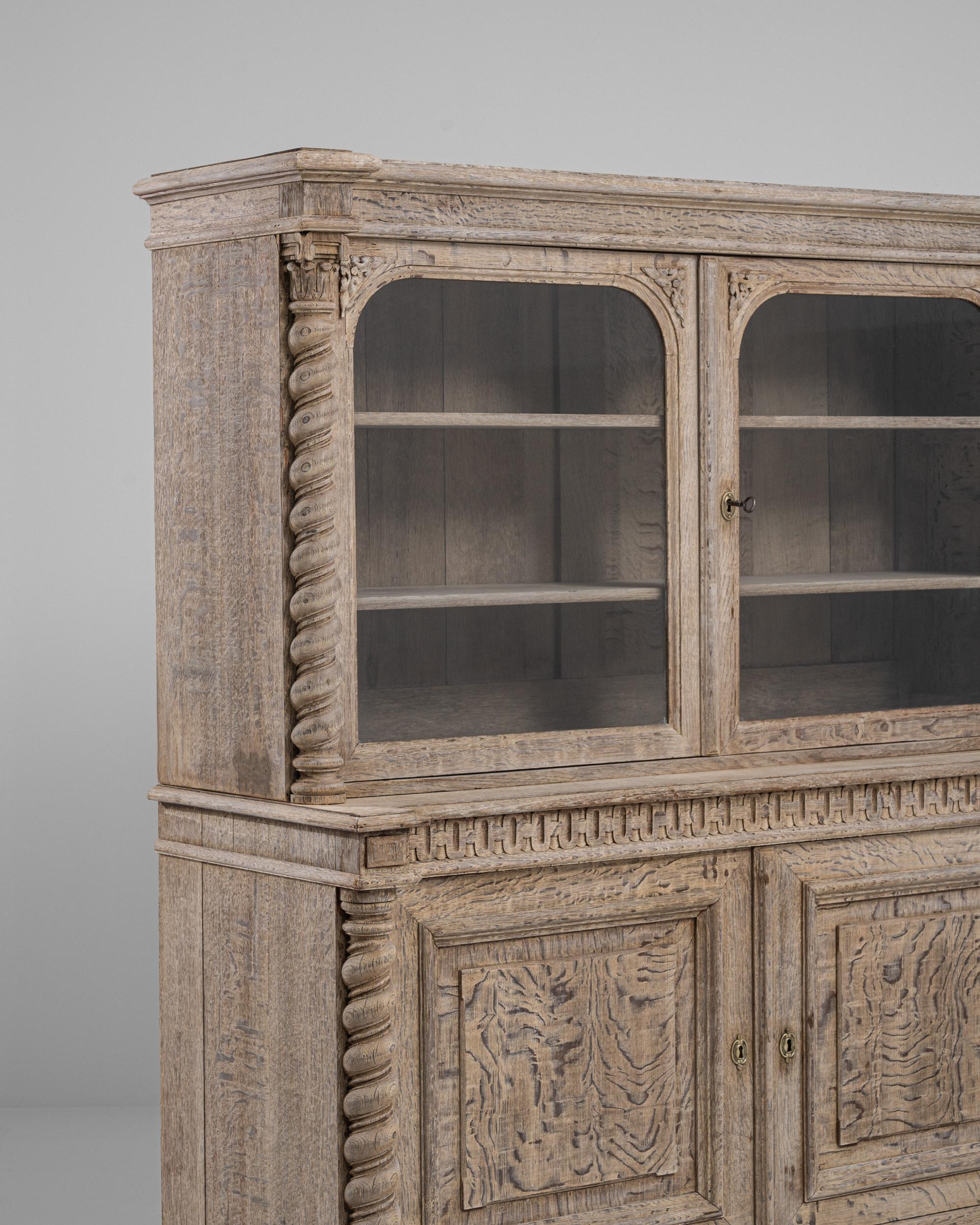 19th Century French Bleached Oak Vitrine For Sale 1