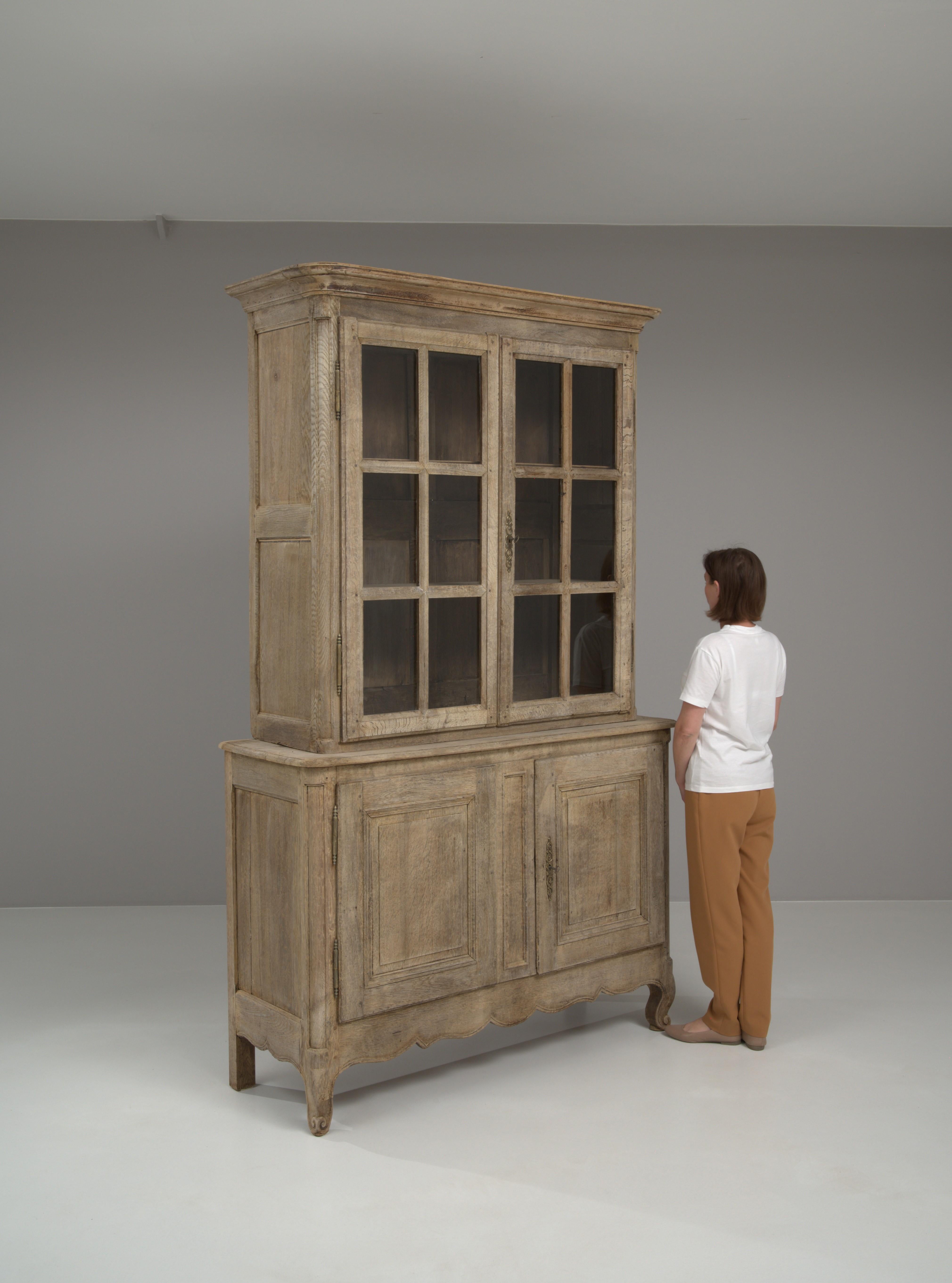 19th Century French Bleached Oak Vitrine 2