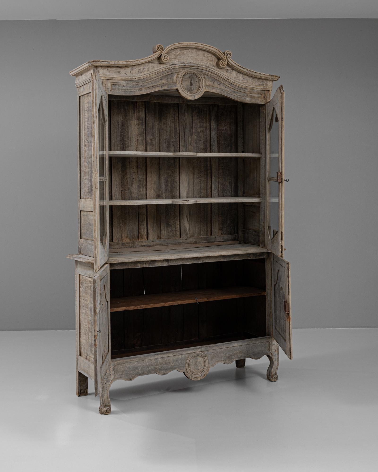 19th Century French Bleached Oak Vitrine 1