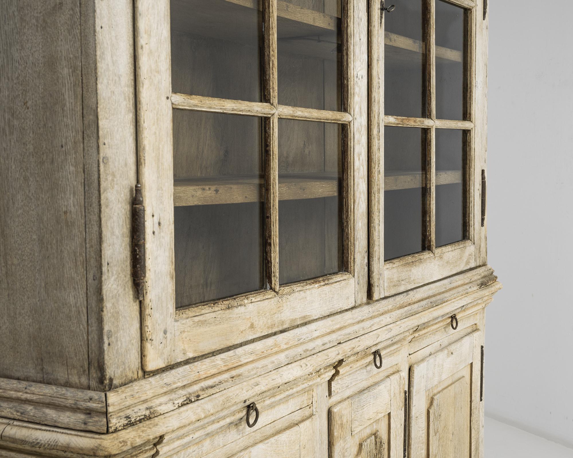 Wood 19th Century French Bleached Oak Vitrine
