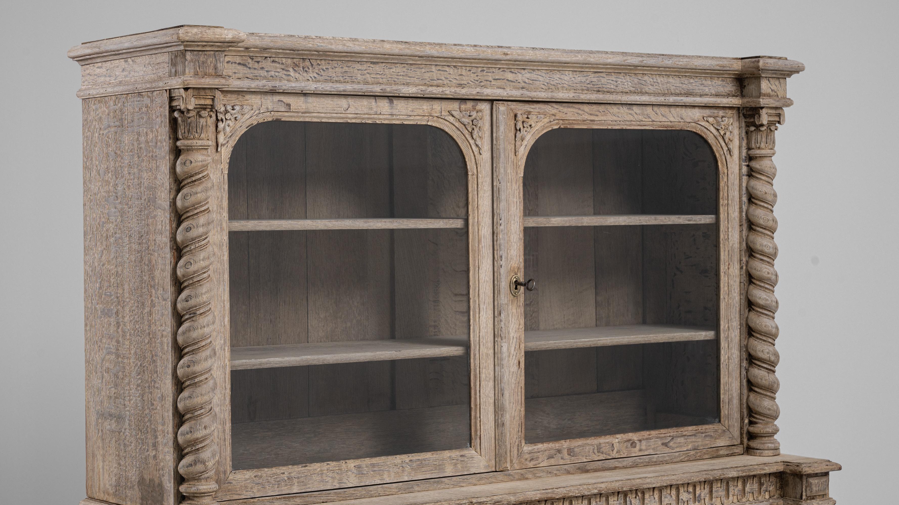19th Century French Bleached Oak Vitrine For Sale 2
