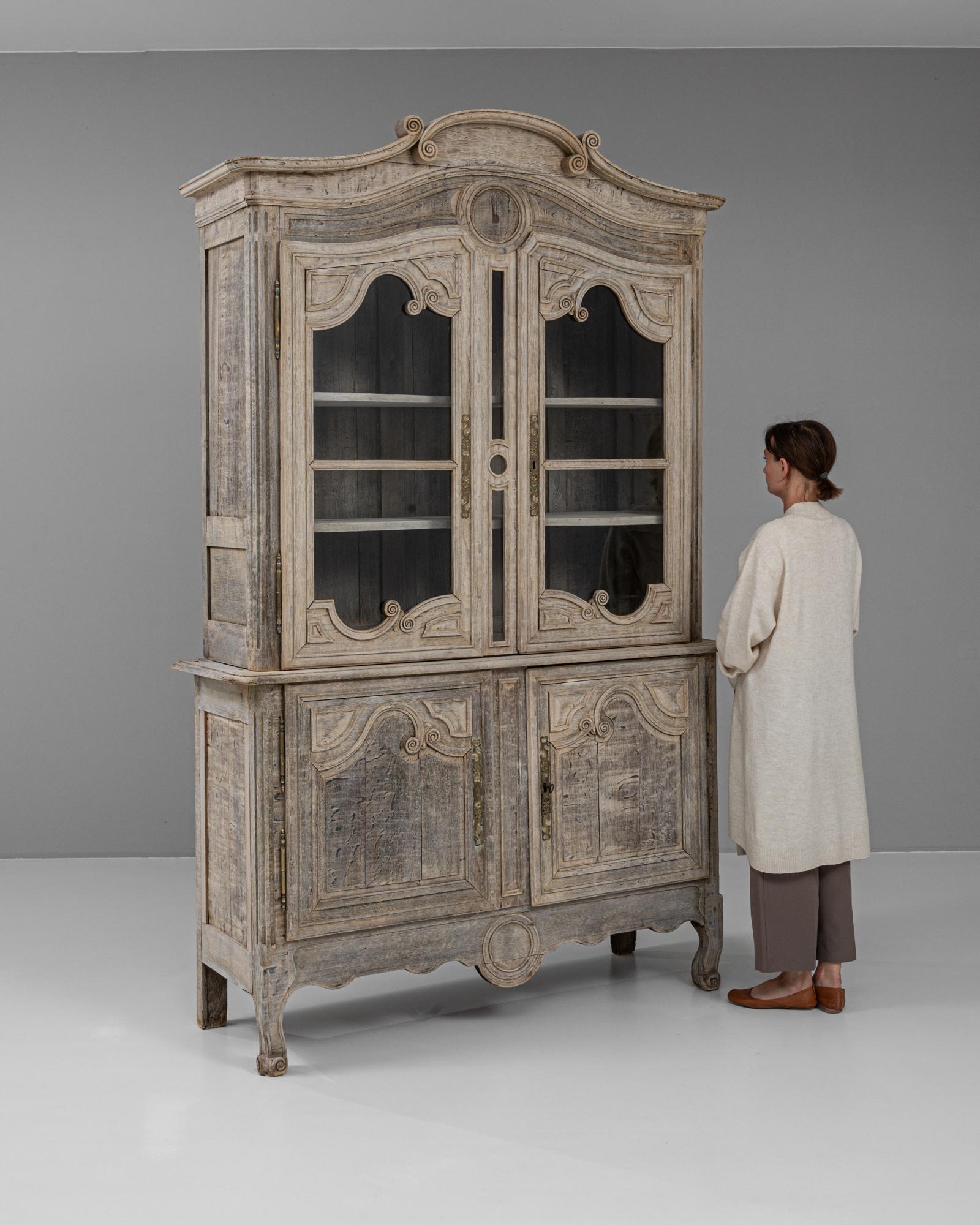 19th Century French Bleached Oak Vitrine 2