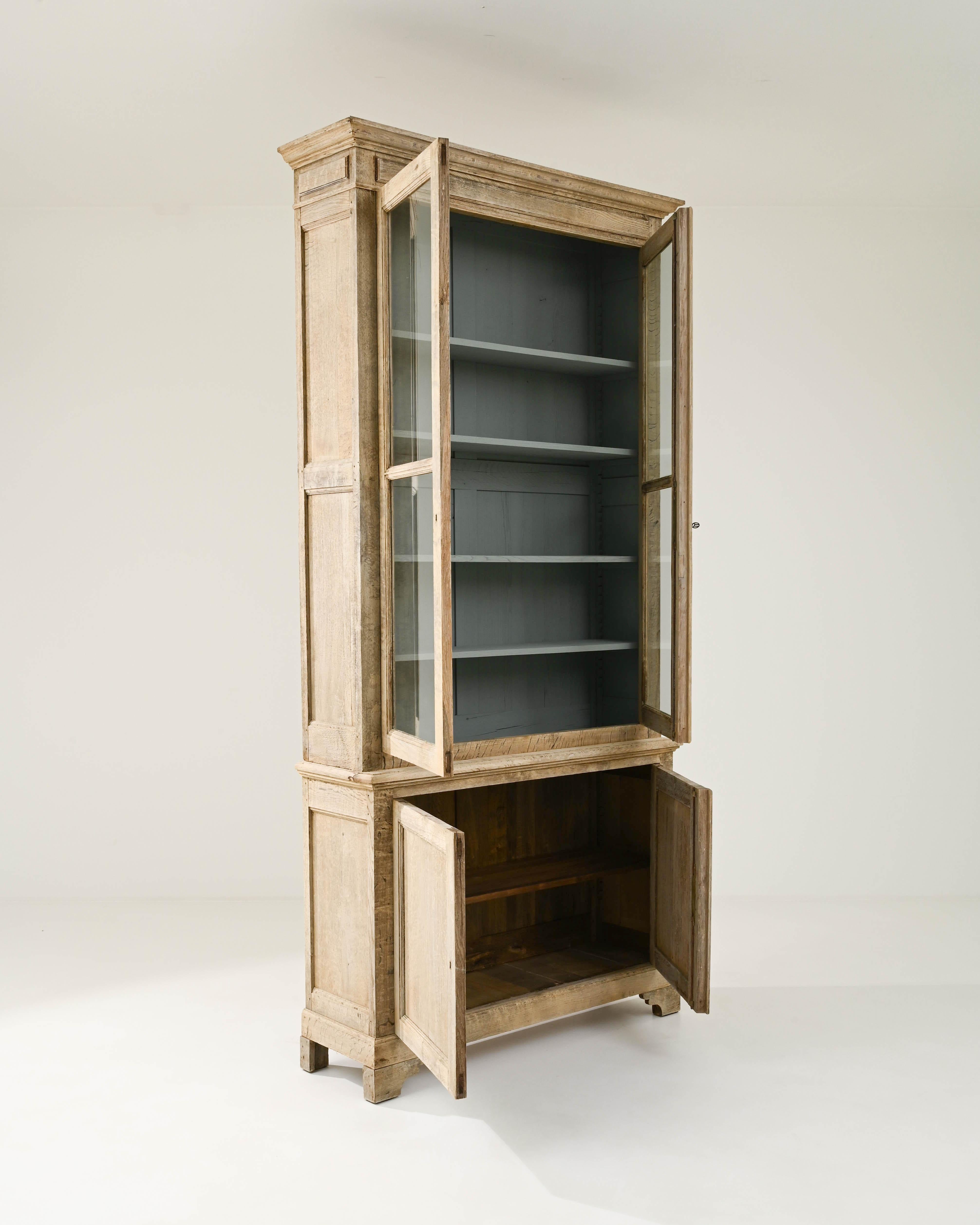 19th Century French Bleached Oak Vitrine  2