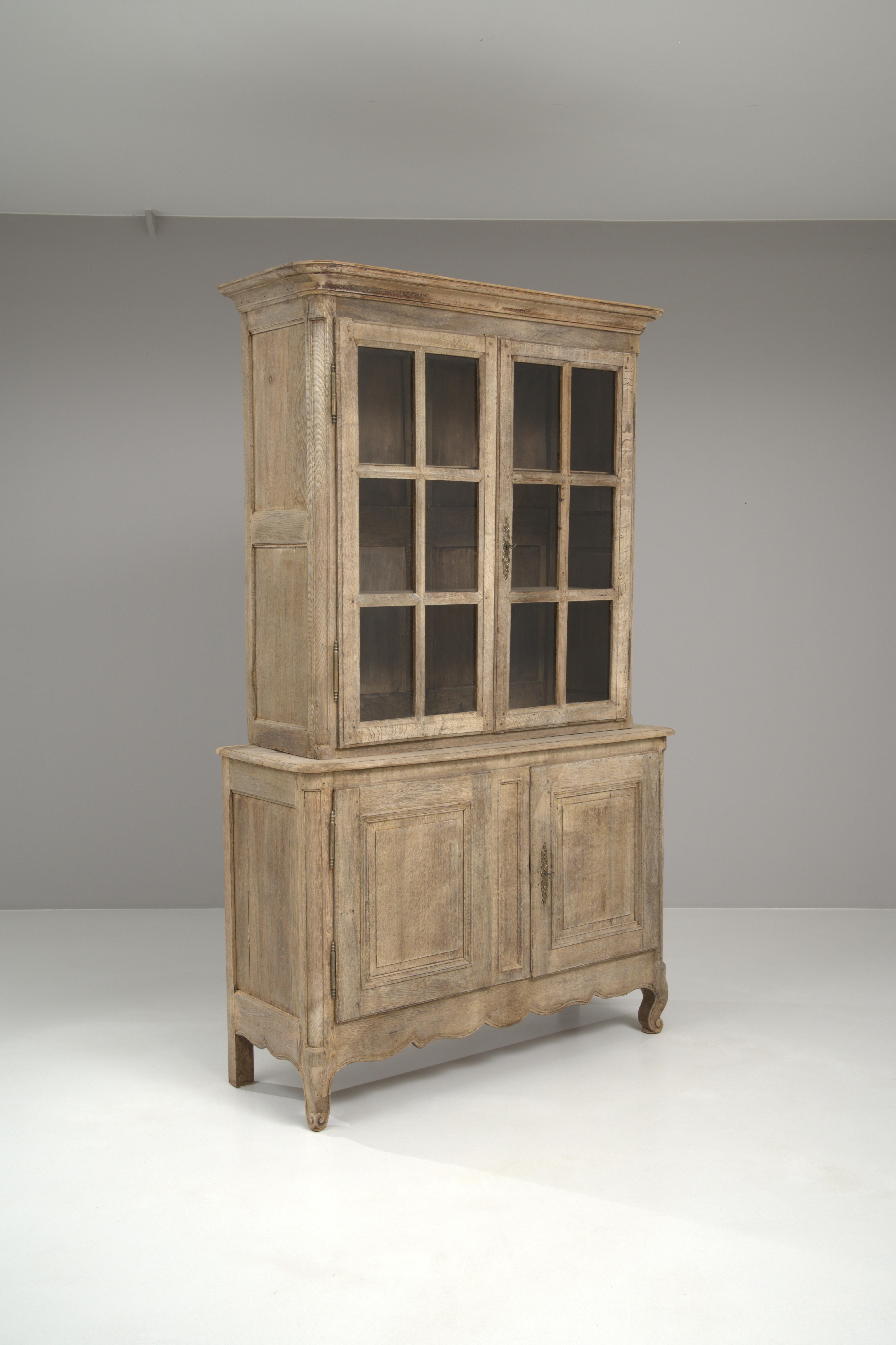 19th Century French Bleached Oak Vitrine 4