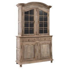 19th Century French Bleached Oak Vitrine