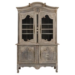 19th Century French Bleached Oak Vitrine