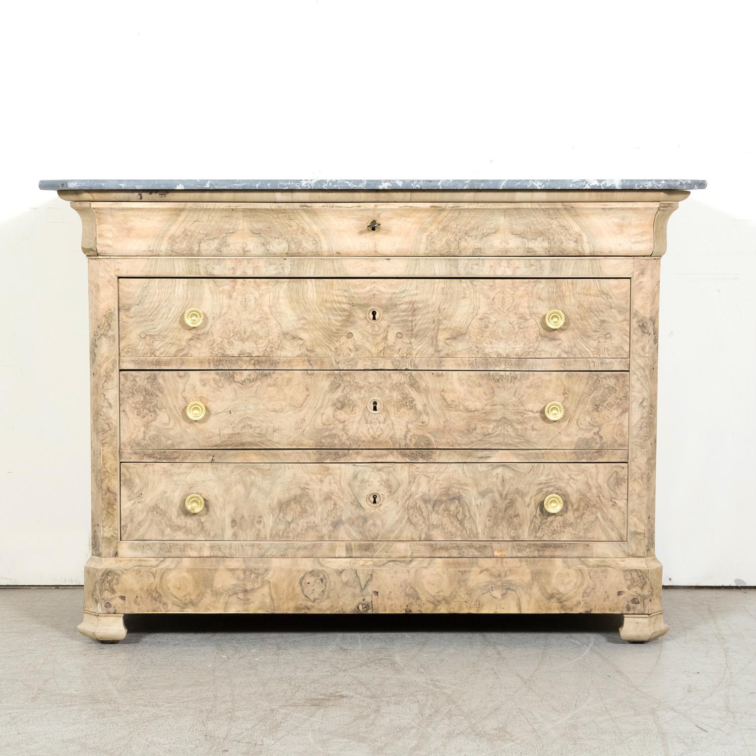 Late 19th Century 19th Century French Bleached Walnut Louis Philippe Style Commode with Marble Top