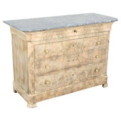 19th Century French Bleached Walnut Louis Philippe Style Commode with Marble Top