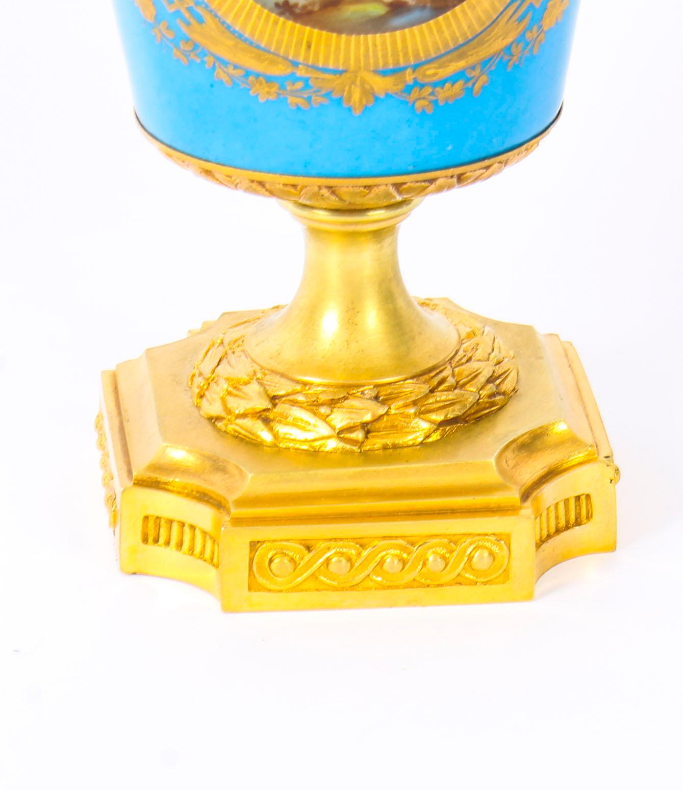 19th Century French Bleu Celeste Ormolu Mounted Sevres Lidded Vase 5