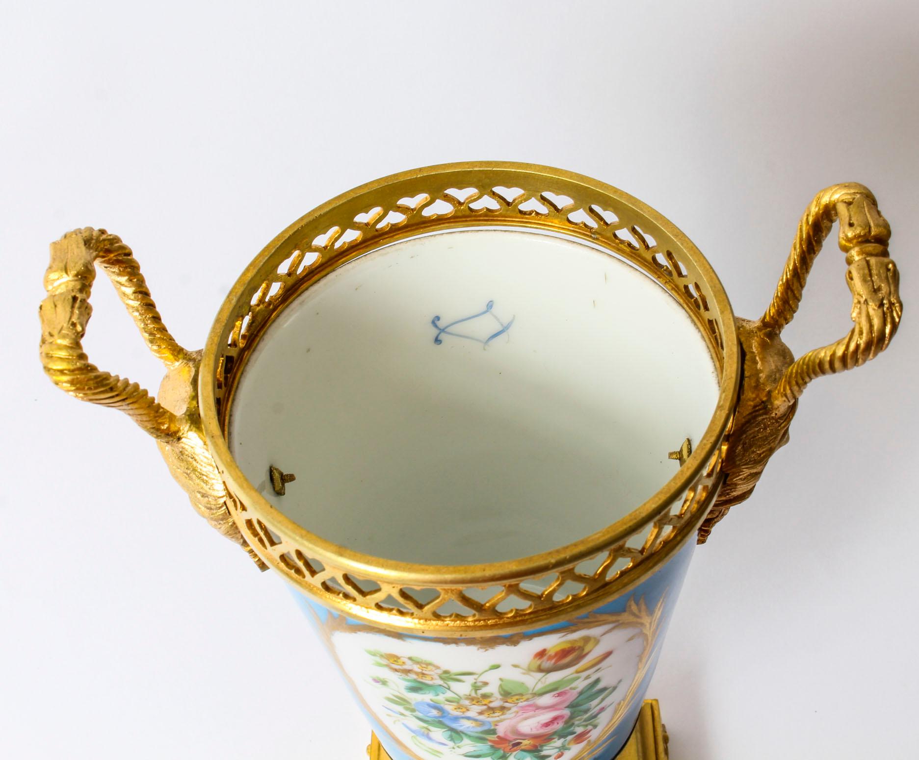 19th Century French Bleu Celeste Ormolu Mounted Sevres Lidded Vase 7