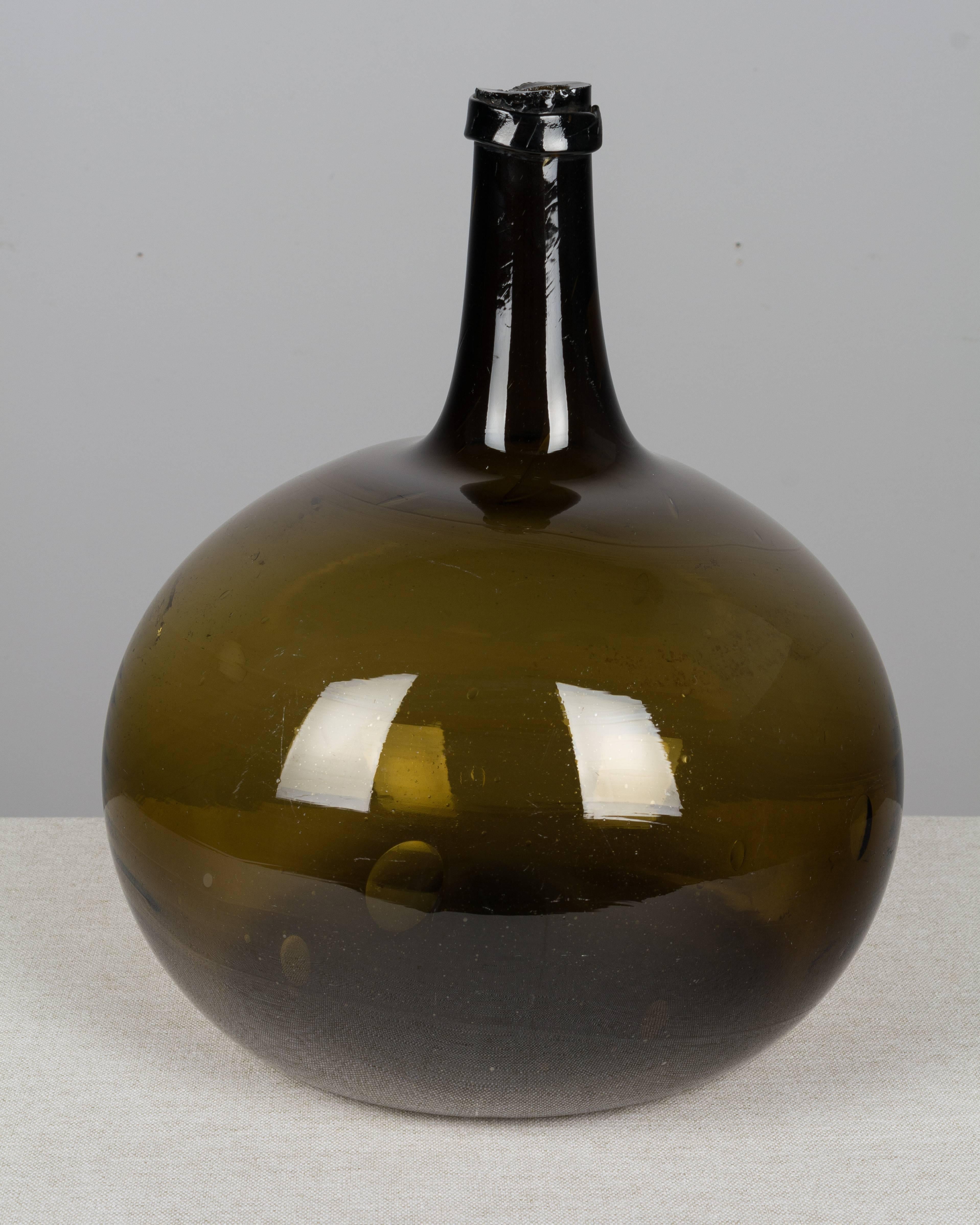 Country 19th Century French Blown Glass Demijohn Bottle