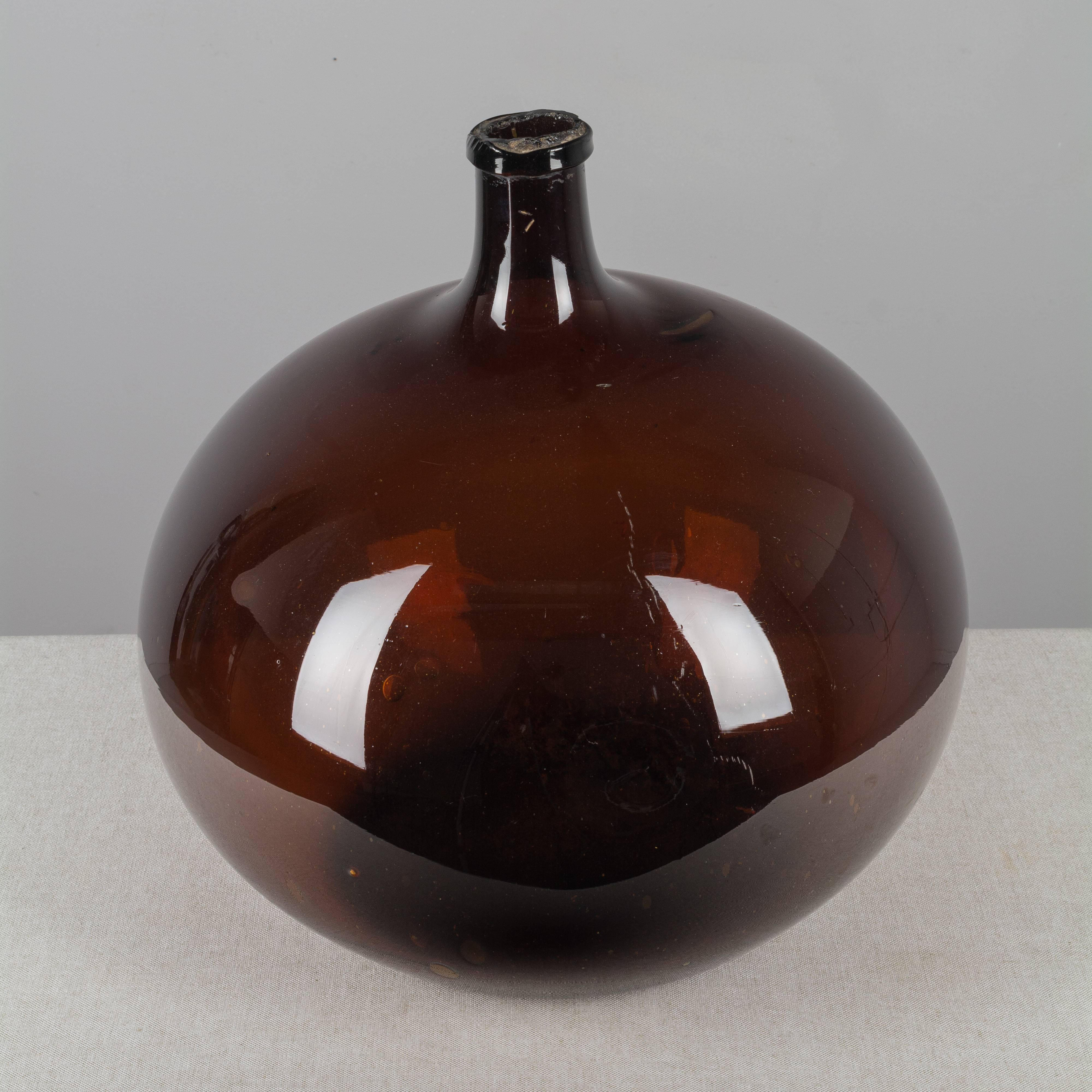 French Provincial 19th Century French Blown Glass Demijohn Bottle