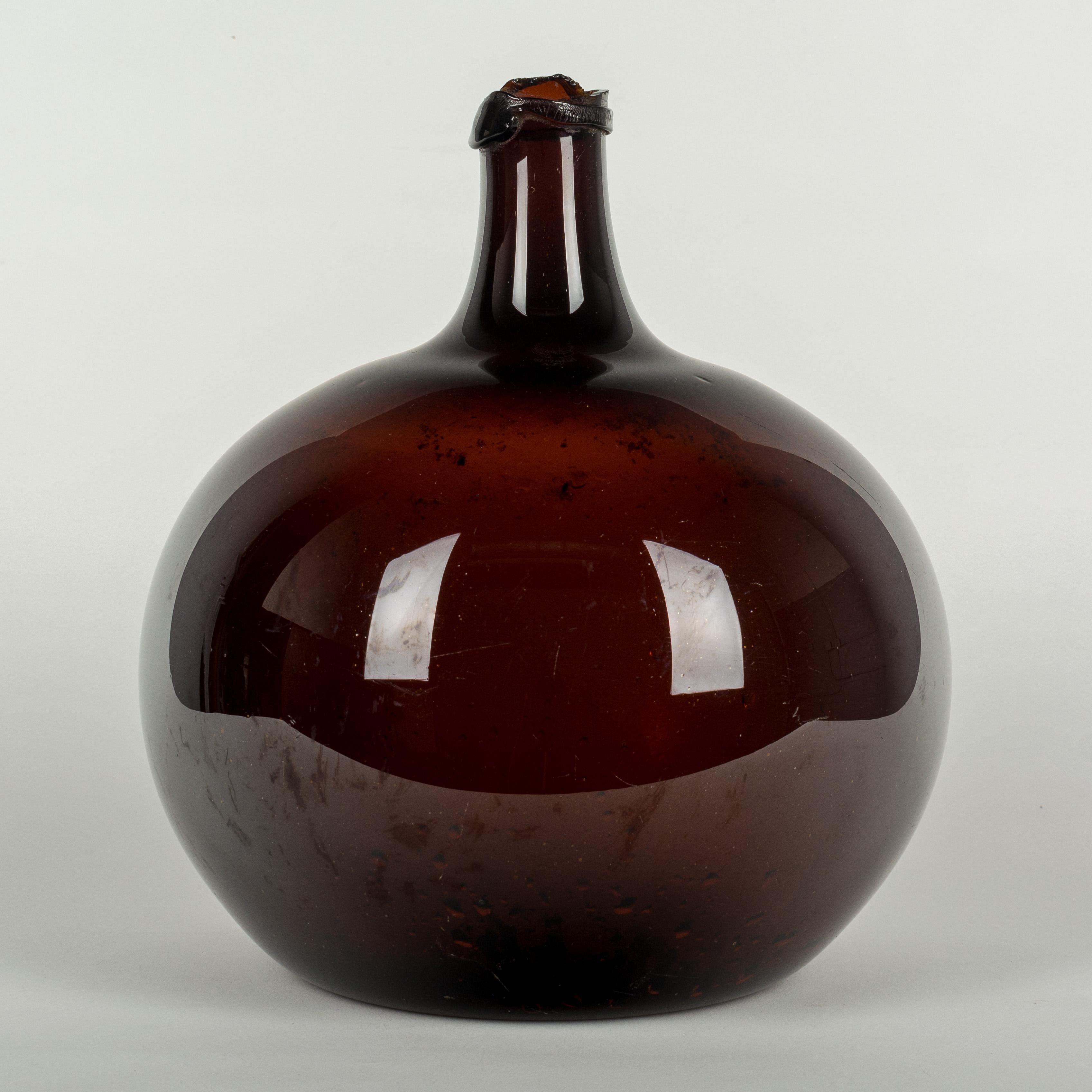 French Provincial 19th Century French Blown Glass Demijohn Bottle